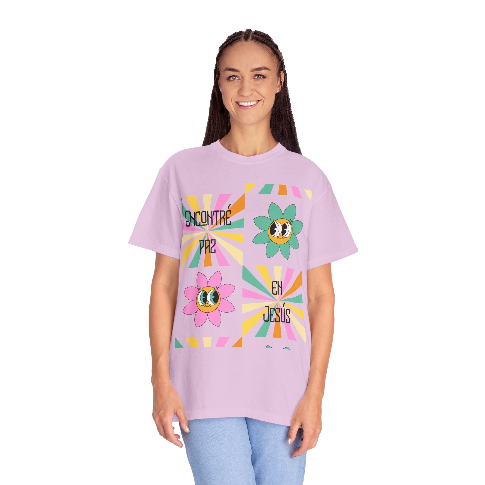 Woman's Spanish "Encontré paz en Jesús"- Camisa Retro Español