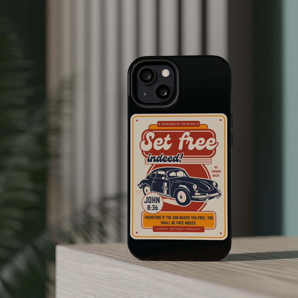 Men's 'Set free indeed' Vintage Graphic Phone Case — Magnetic Impact-Resistant