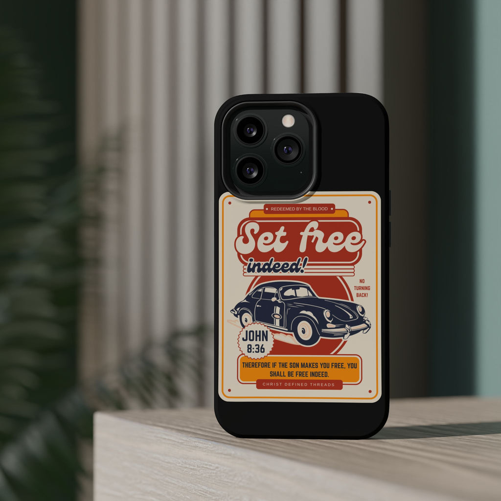 Men's 'Set free indeed' Vintage Graphic Phone Case — Magnetic Impact-Resistant
