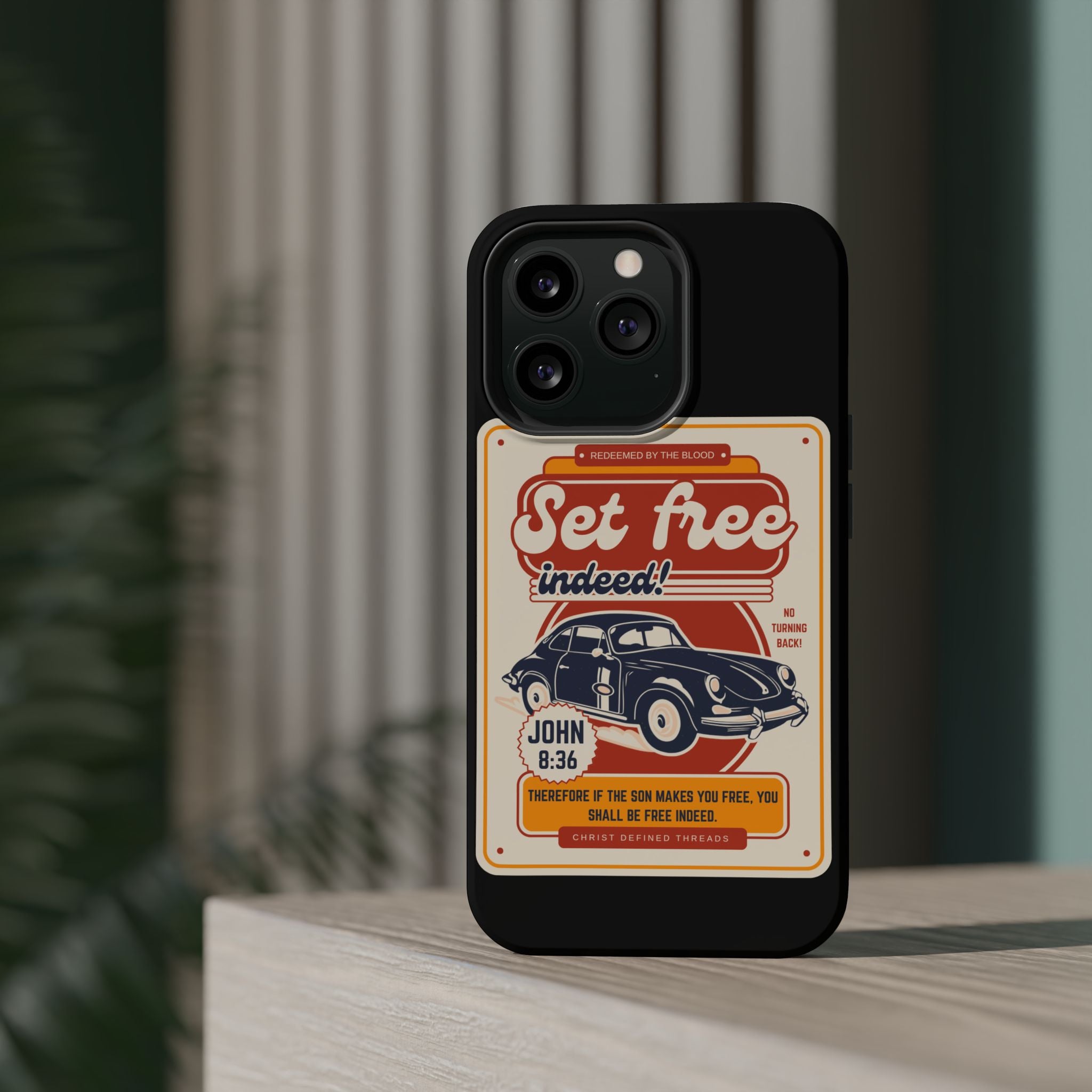 Men's 'Set free indeed' Vintage Graphic Phone Case — Magnetic Impact-Resistant