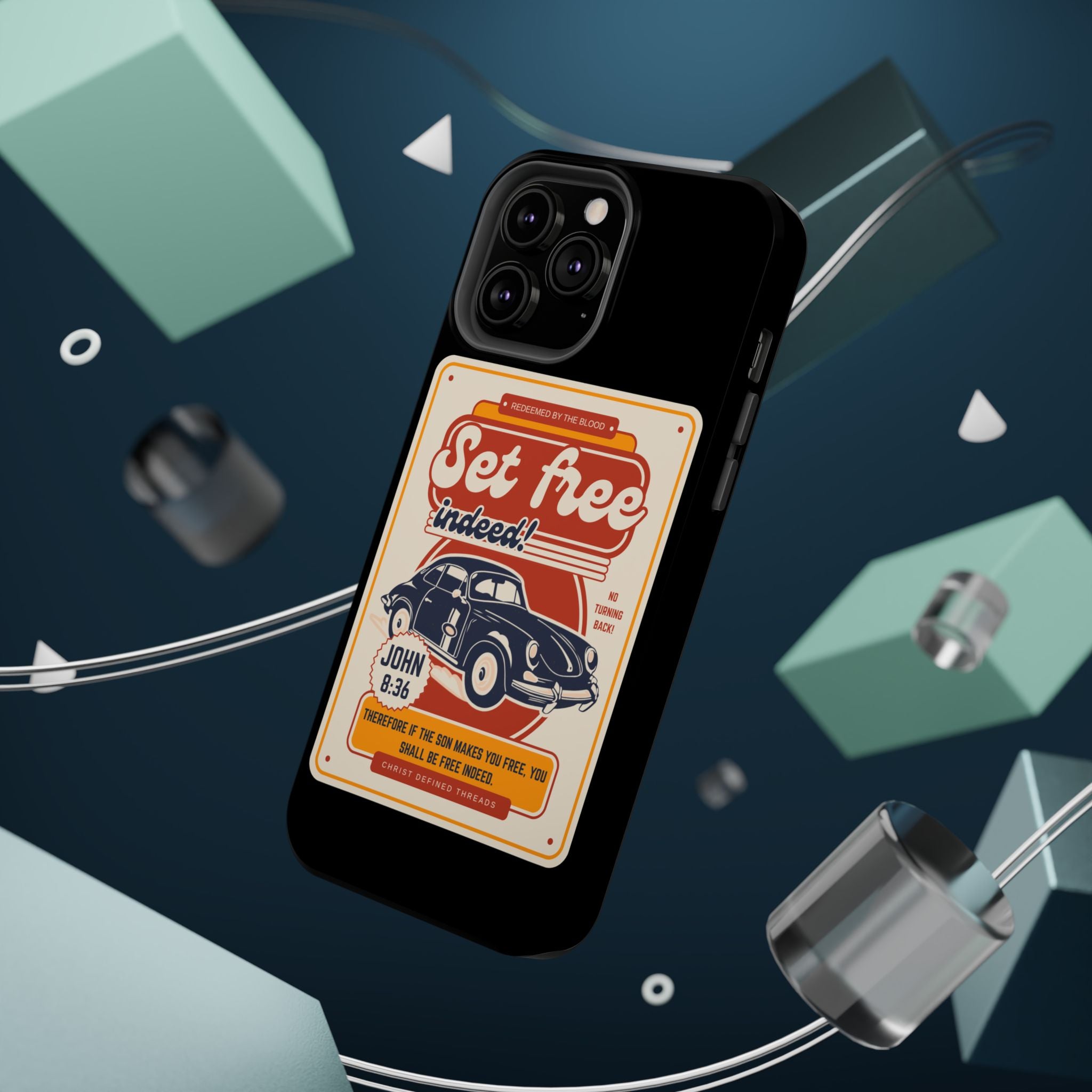 Men's 'Set free indeed' Vintage Graphic Phone Case — Magnetic Impact-Resistant