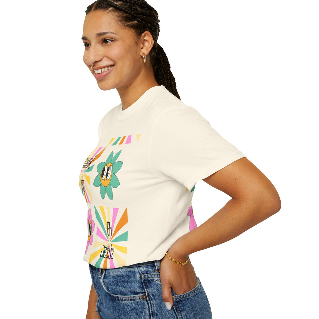 Woman's Spanish "Encontré paz en Jesús"- Camisa Retro Español