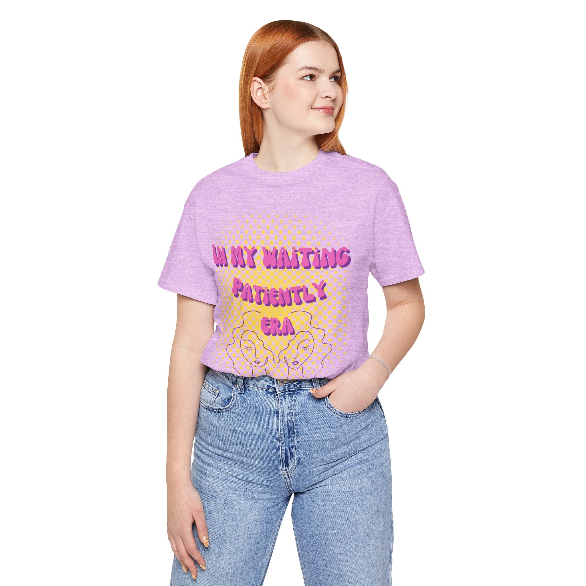 Women's 'In my Waiting Patiently Era' Tee - Yellow Graphic Jersey Short Sleeve