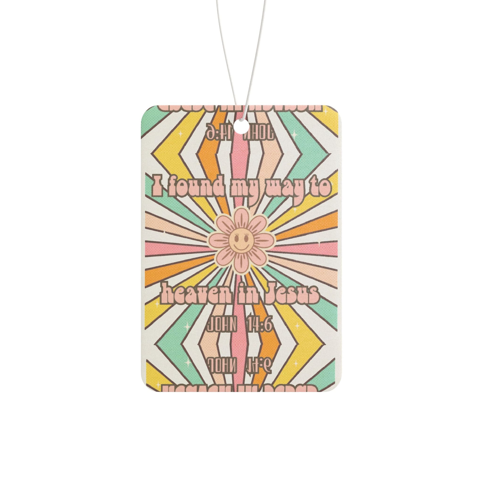 Retro Sunflower Car Air Freshener — "John 14:6"