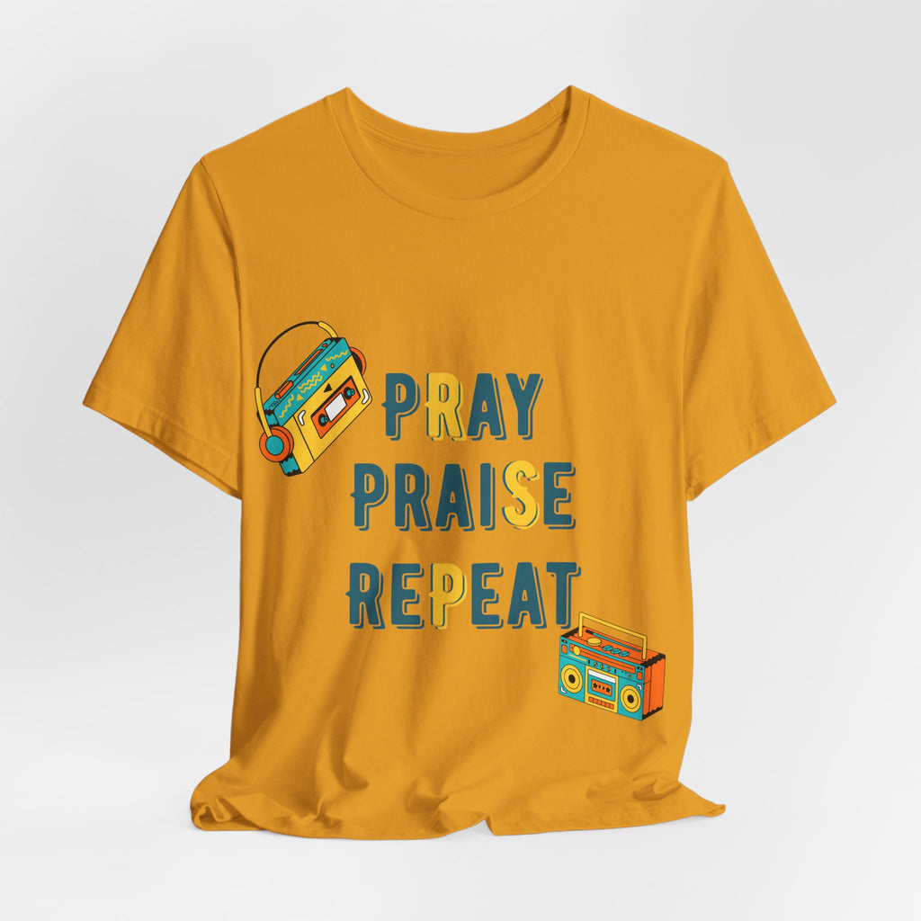 Men's Pray Praise Repeat T-Shirt — Vintage Boombox Christian Tee