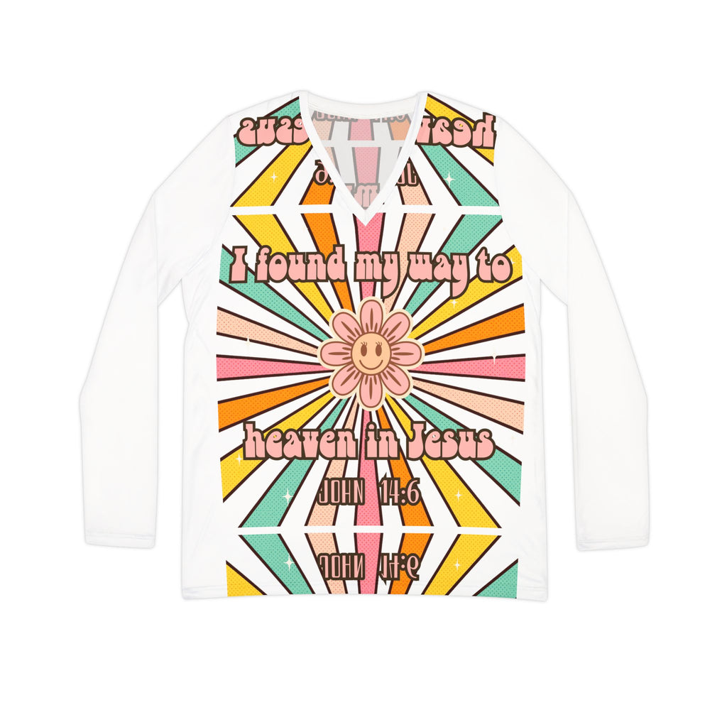 Women's John 14:6 Long Sleeve — Retro Floral 'I Found My Way to Heaven in Jesus' Shirt