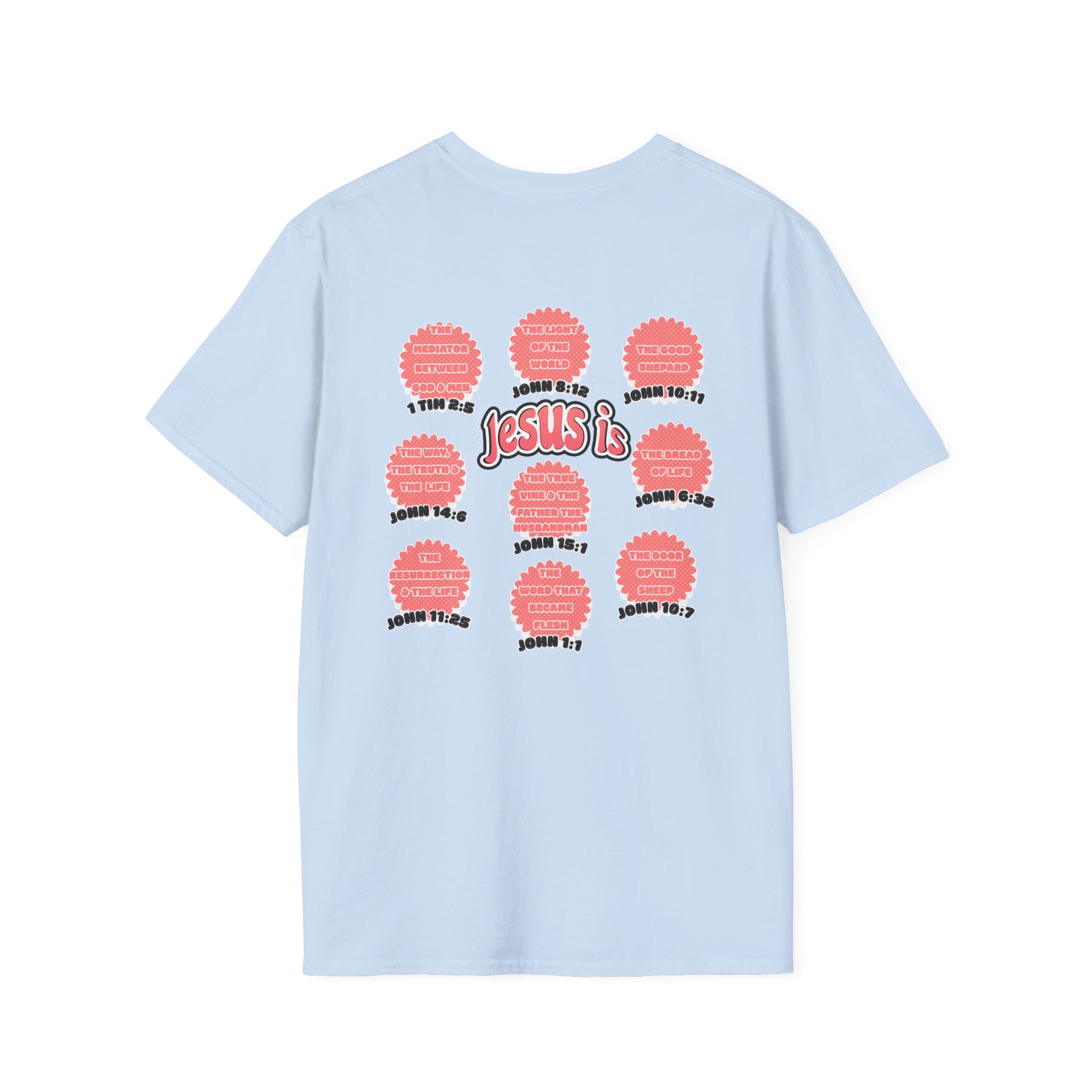 Women's 'Jesus is' T-Shirt — Inspirational Christian Scripture Tee (John 3:16, John 10:27)