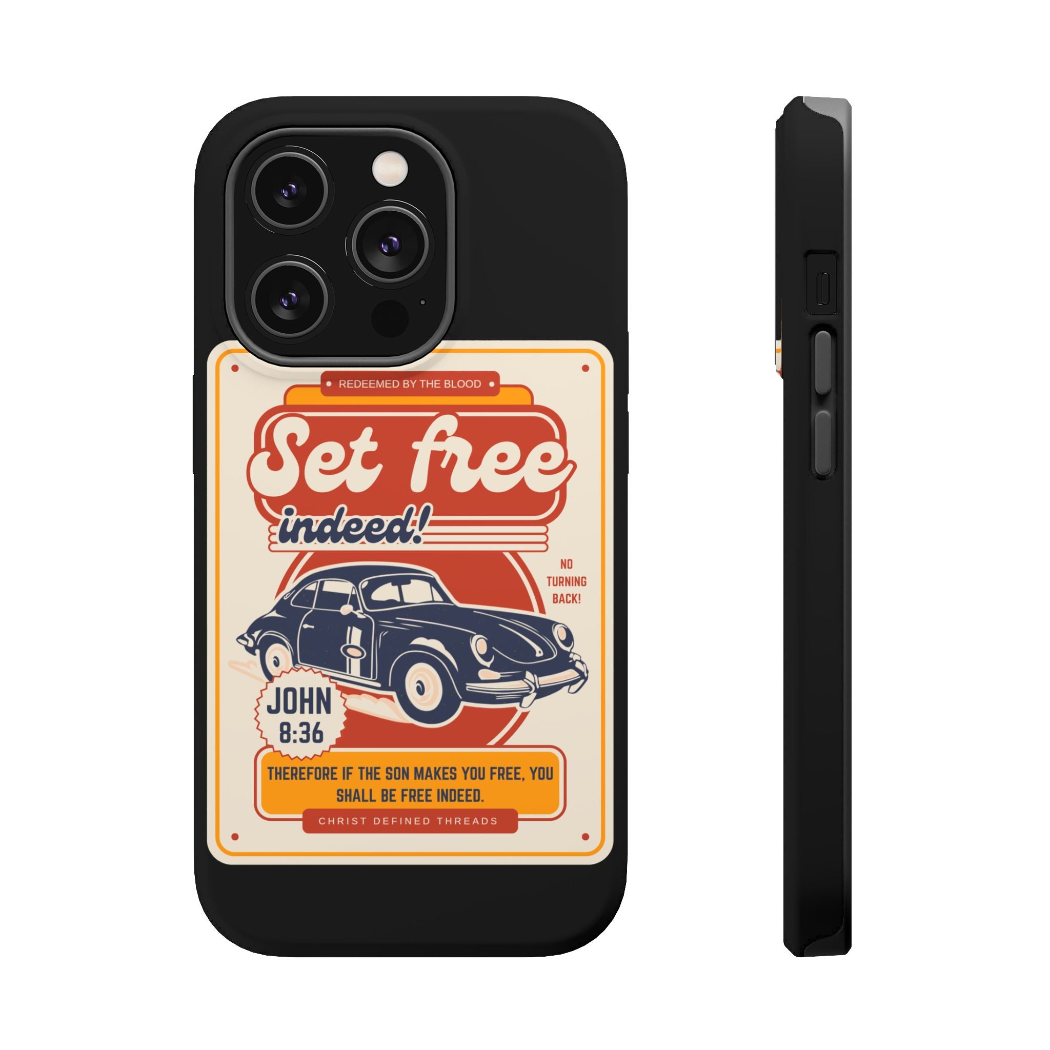 Men's 'Set free indeed' Vintage Graphic Phone Case — Magnetic Impact-Resistant