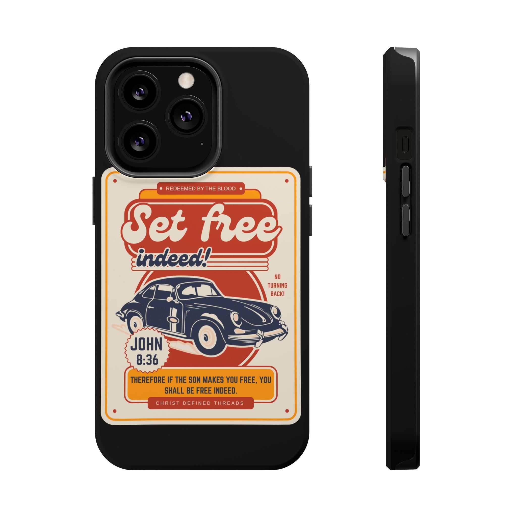 Men's 'Set free indeed' Vintage Graphic Phone Case — Magnetic Impact-Resistant