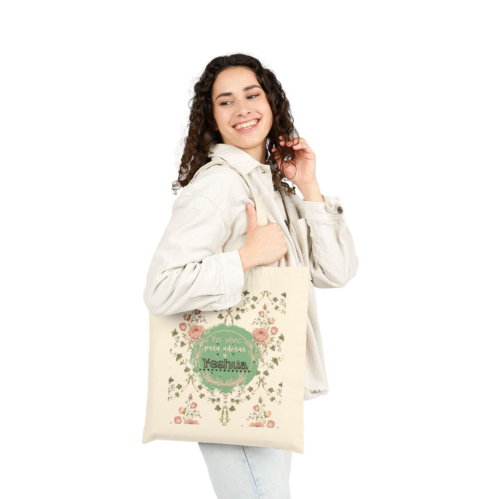 Bolsa Floral Vintage para Mujeres — 'Yo vivo para adorar a Yeshua'