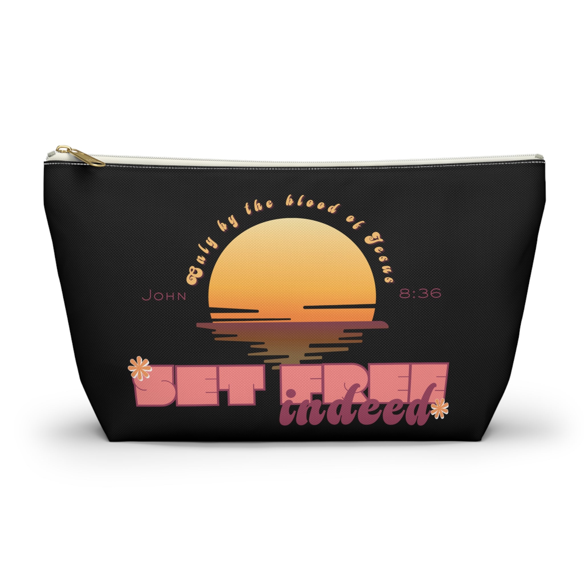 Women's 'Set free indeed'  — Sunset Accessory Pouch