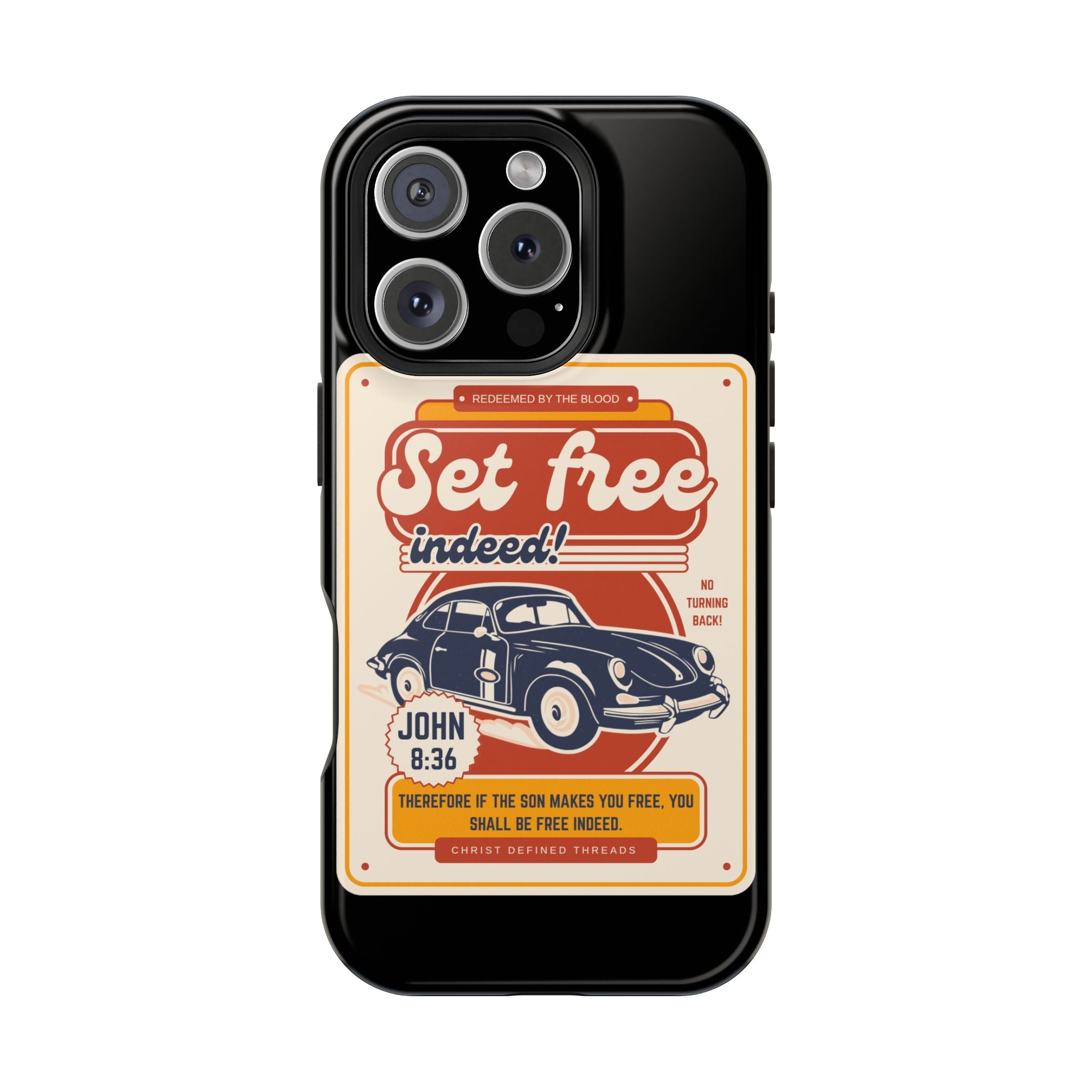 Men's 'Set free indeed' Vintage Graphic Phone Case — Magnetic Impact-Resistant