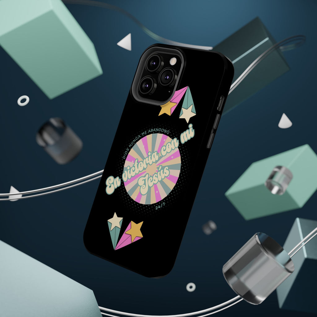 Mujeres Cover de Telefono Magnético e Impacto Resistente— "En Victoria con mi Jesús" Retro Star Design
