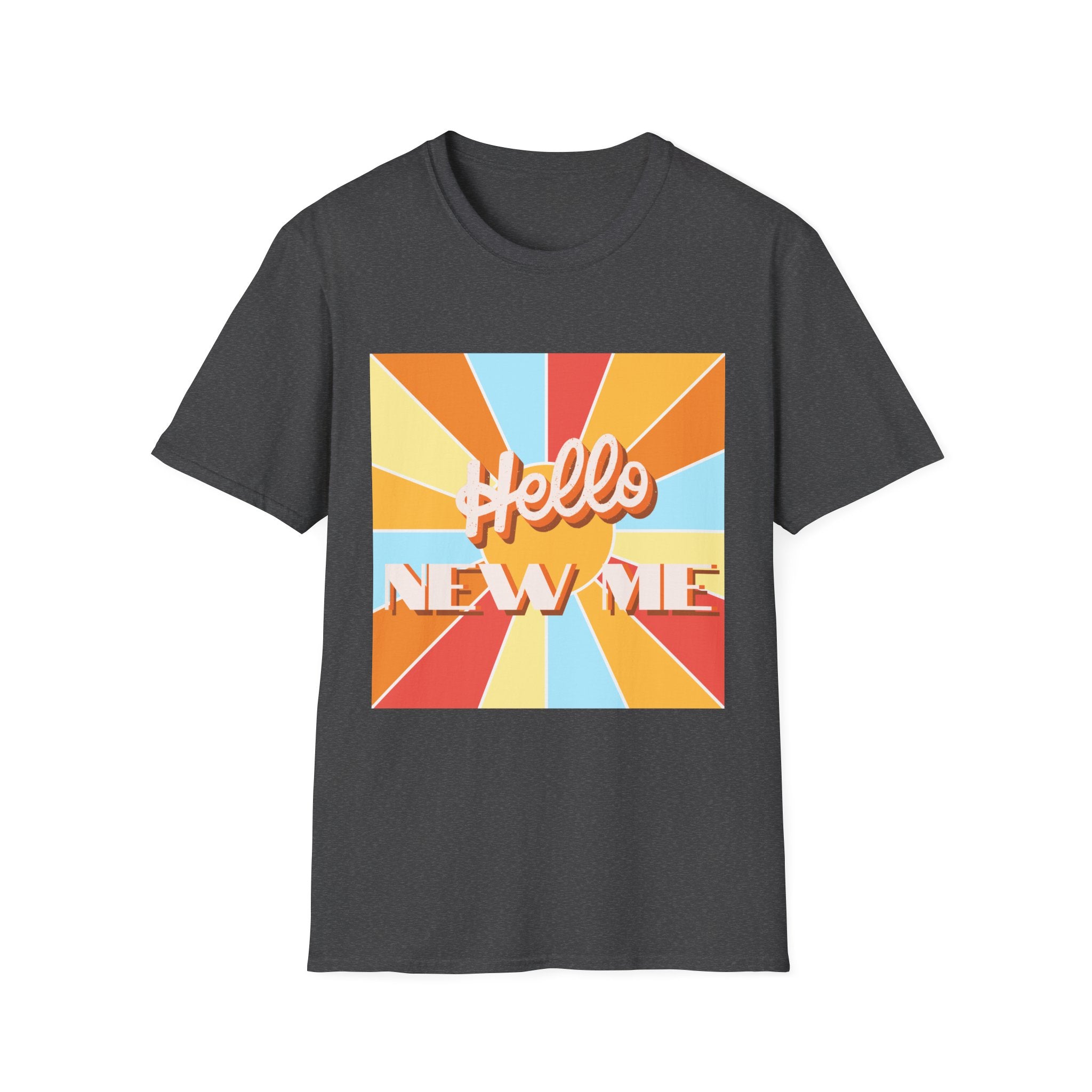 Men's Hello New Me Retro Tee — BACK: 2 Corinthians 5:17