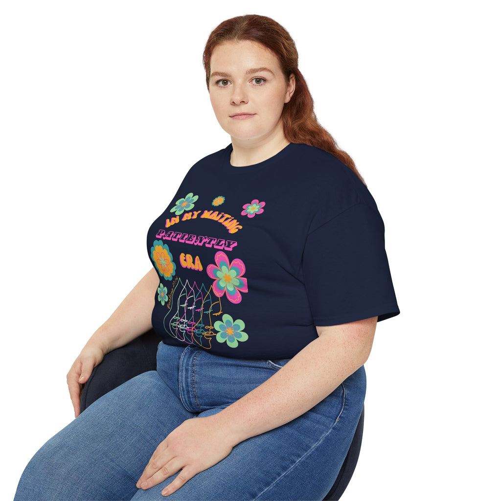 Retro Floral "In My Waiting Patiently Era" Ladies' V-Neck T-Shirt