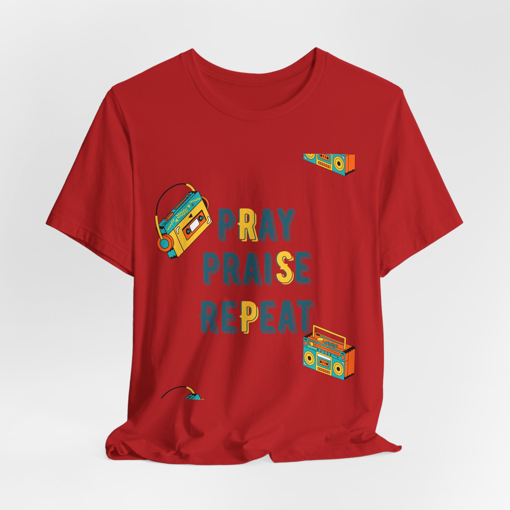 Pray Praise Repeat T-Shirt — Vintage Boombox Christian Tee