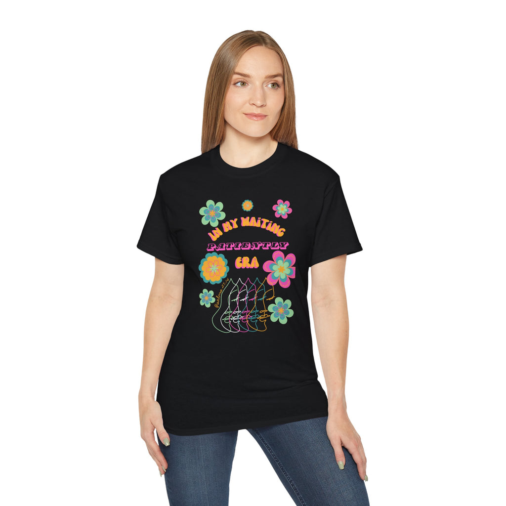 Retro Floral "In My Waiting Patiently Era" Ladies' V-Neck T-Shirt