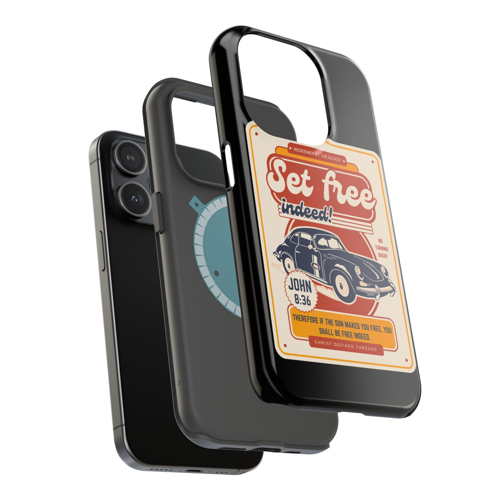 Men's 'Set free indeed' Vintage Graphic Phone Case — Magnetic Impact-Resistant