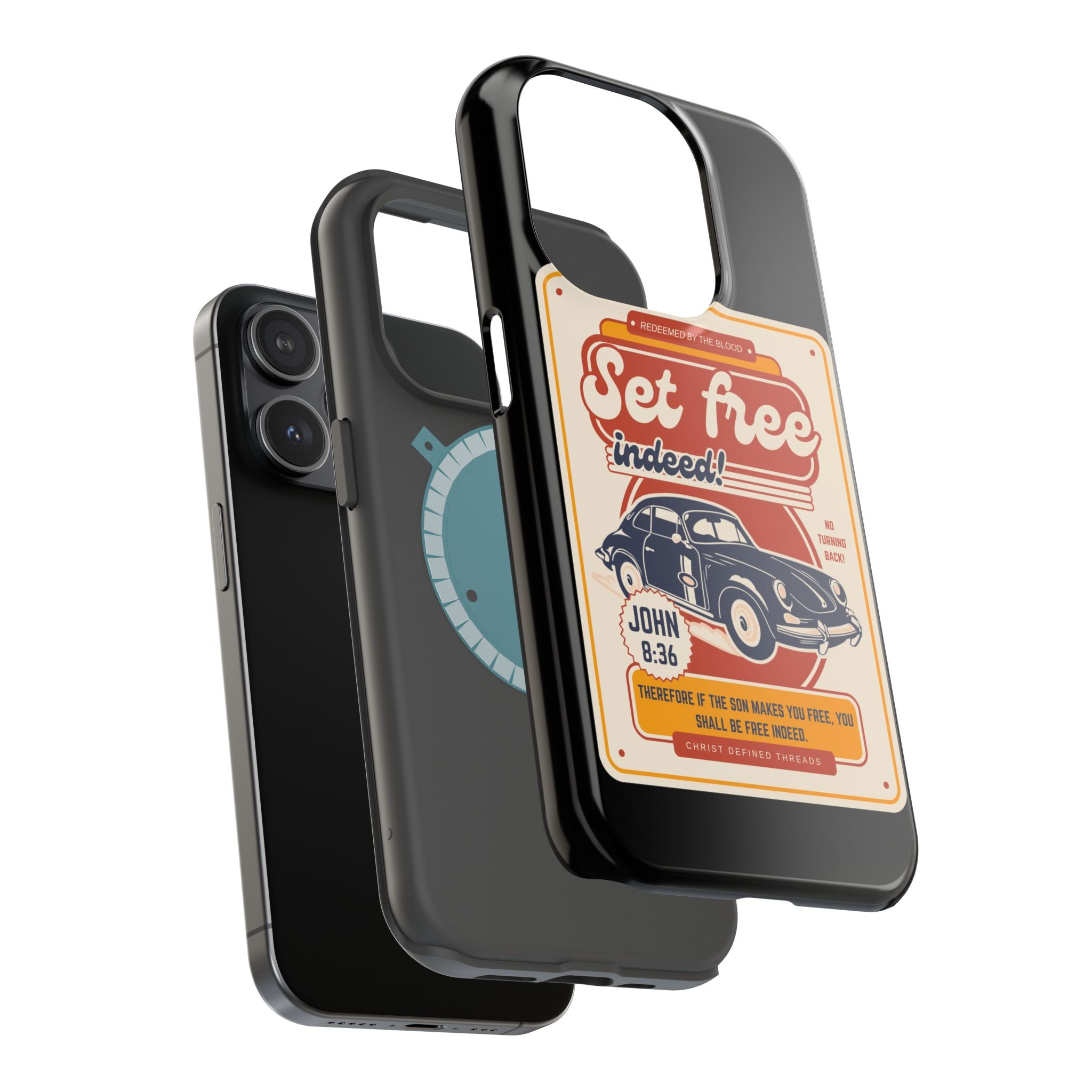 Men's 'Set free indeed' Vintage Graphic Phone Case — Magnetic Impact-Resistant