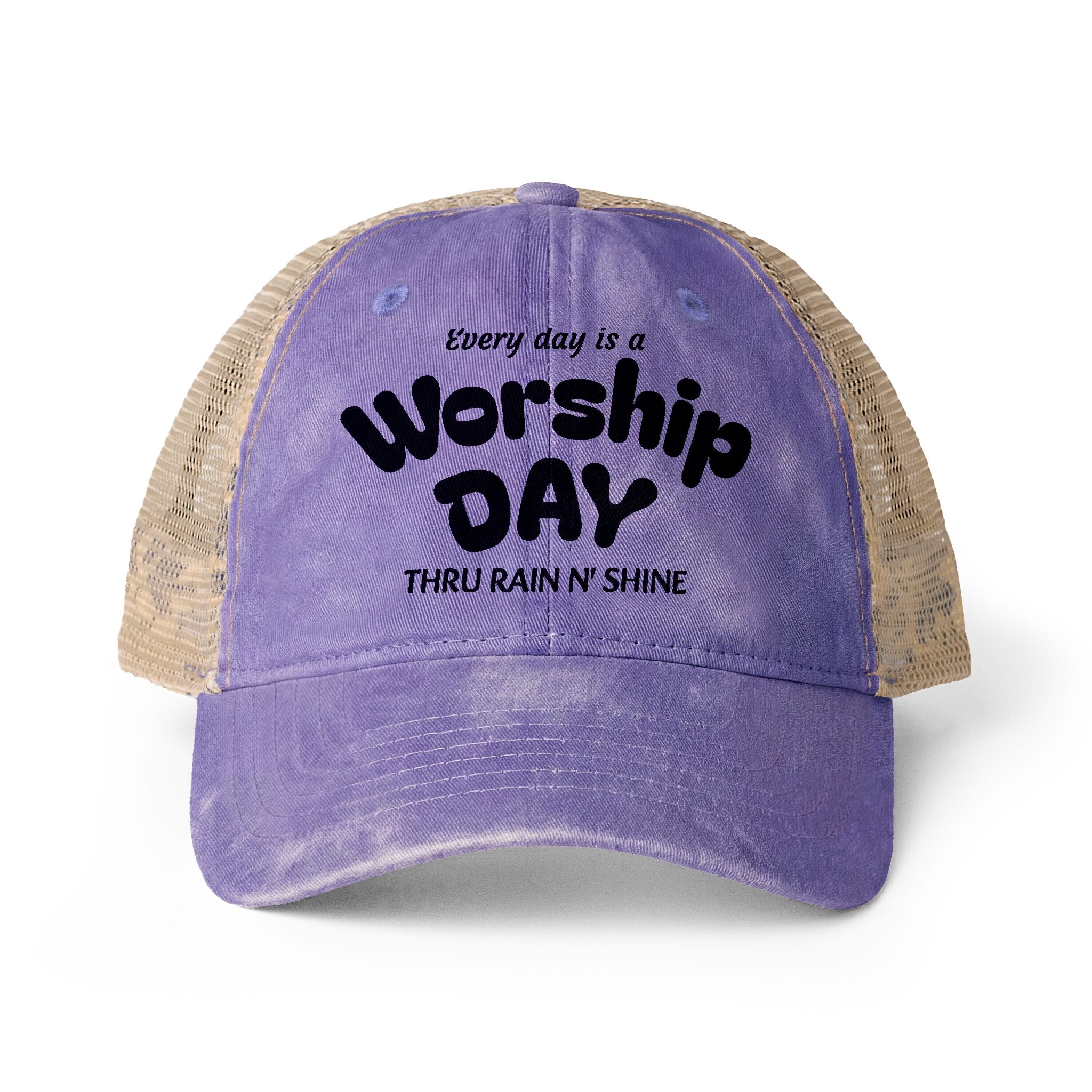 Women's Washed Mesh-Back Cap - Everyday is Worship day