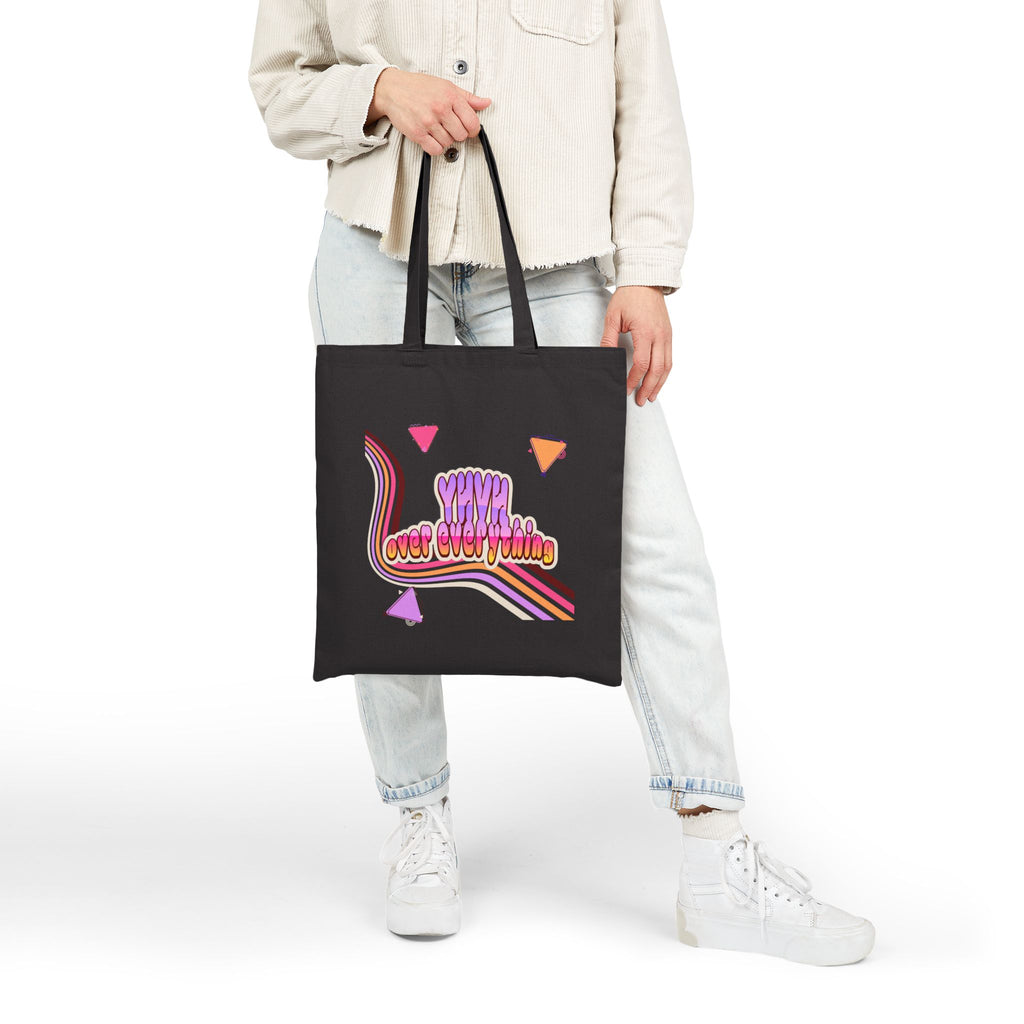 Retro 'YHVH over Everything' Cotton Tote Bag