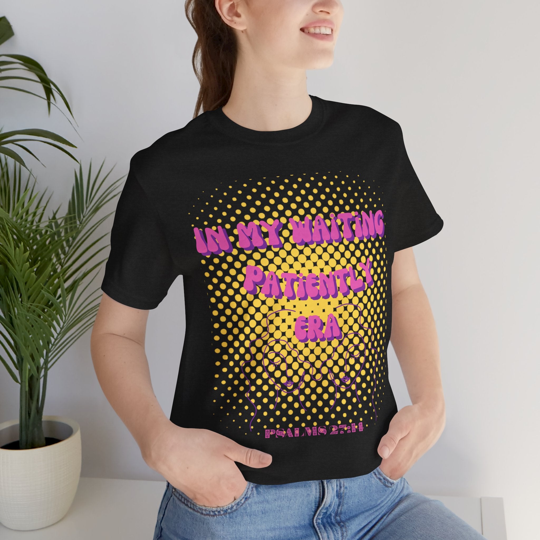 Women's 'In my Waiting Patiently Era' Tee - Yellow Graphic Jersey Short Sleeve