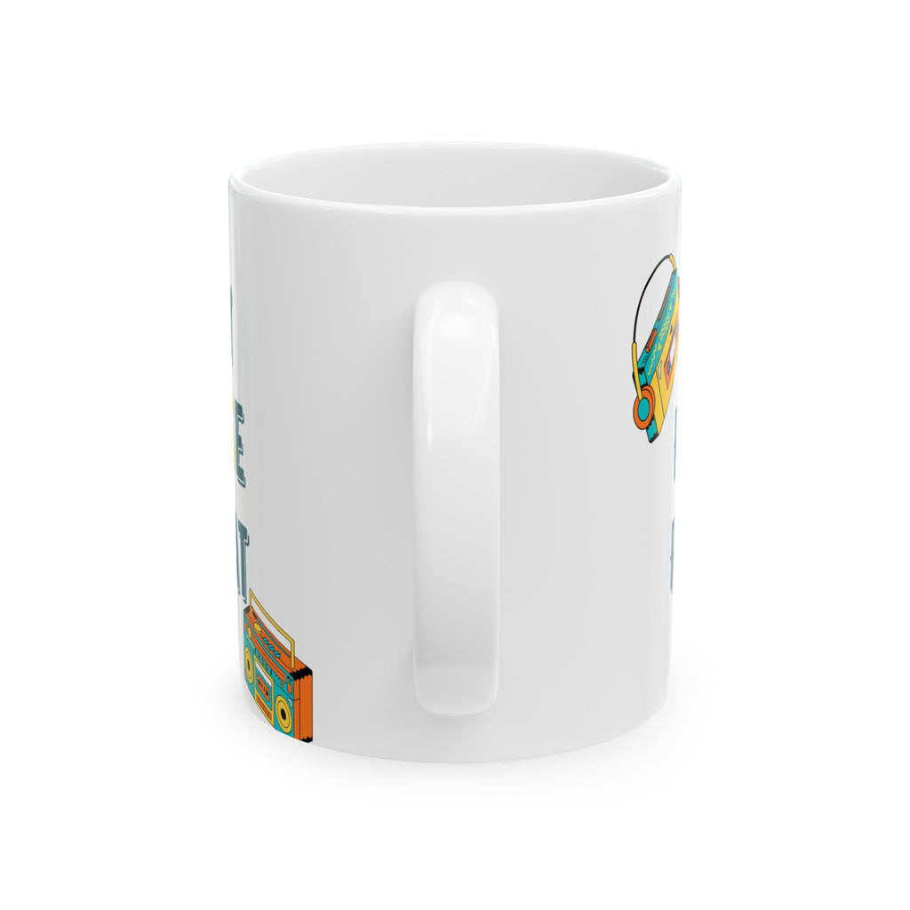 Retro Boombox Ceramic Mug – 'Pray Praise Repeat' Coffee Cup (11oz/15oz)