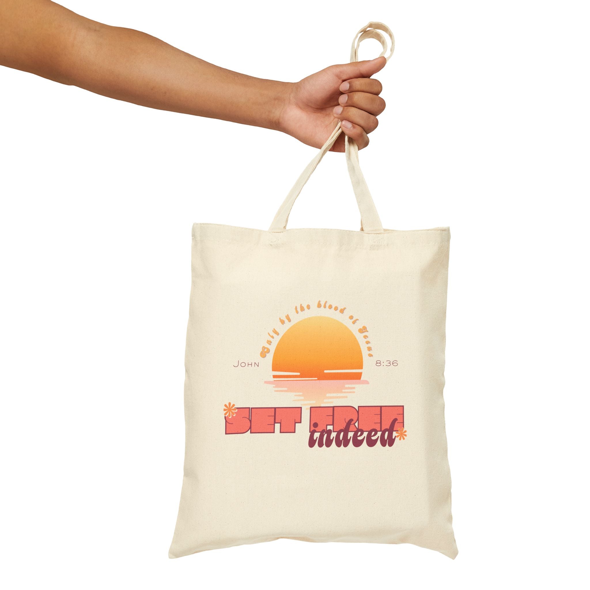 Womens'Tote 'Set free indeed'  Bag — Retro Sunset