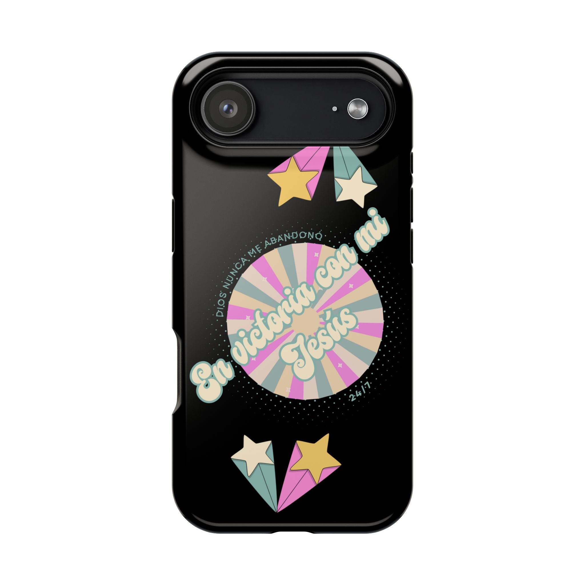 Mujeres Cover de Telefono Magnético e Impacto Resistente— "En Victoria con mi Jesús" Retro Star Design