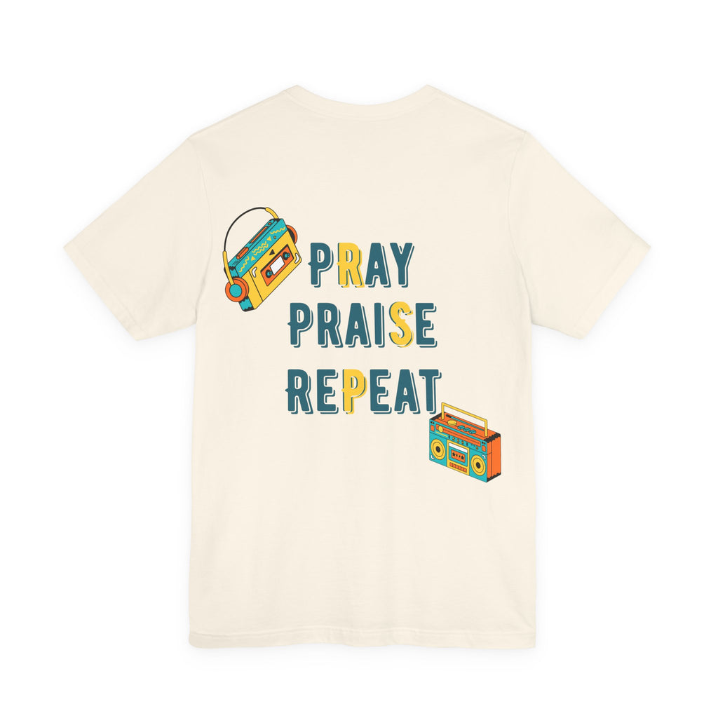 Men's Pray Praise Repeat T-Shirt — Vintage Boombox Christian Tee