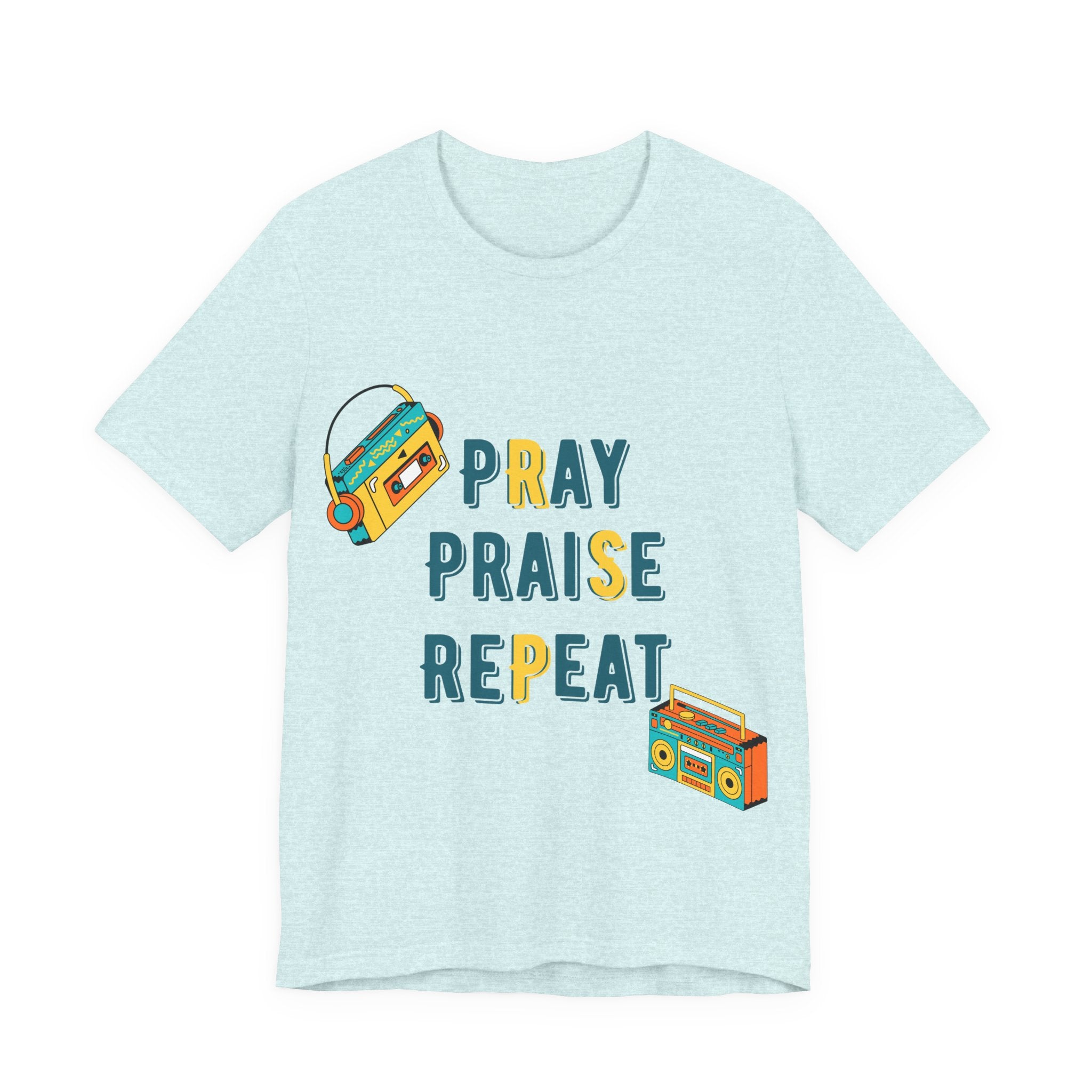 Men's Pray Praise Repeat T-Shirt — Vintage Boombox Christian Tee