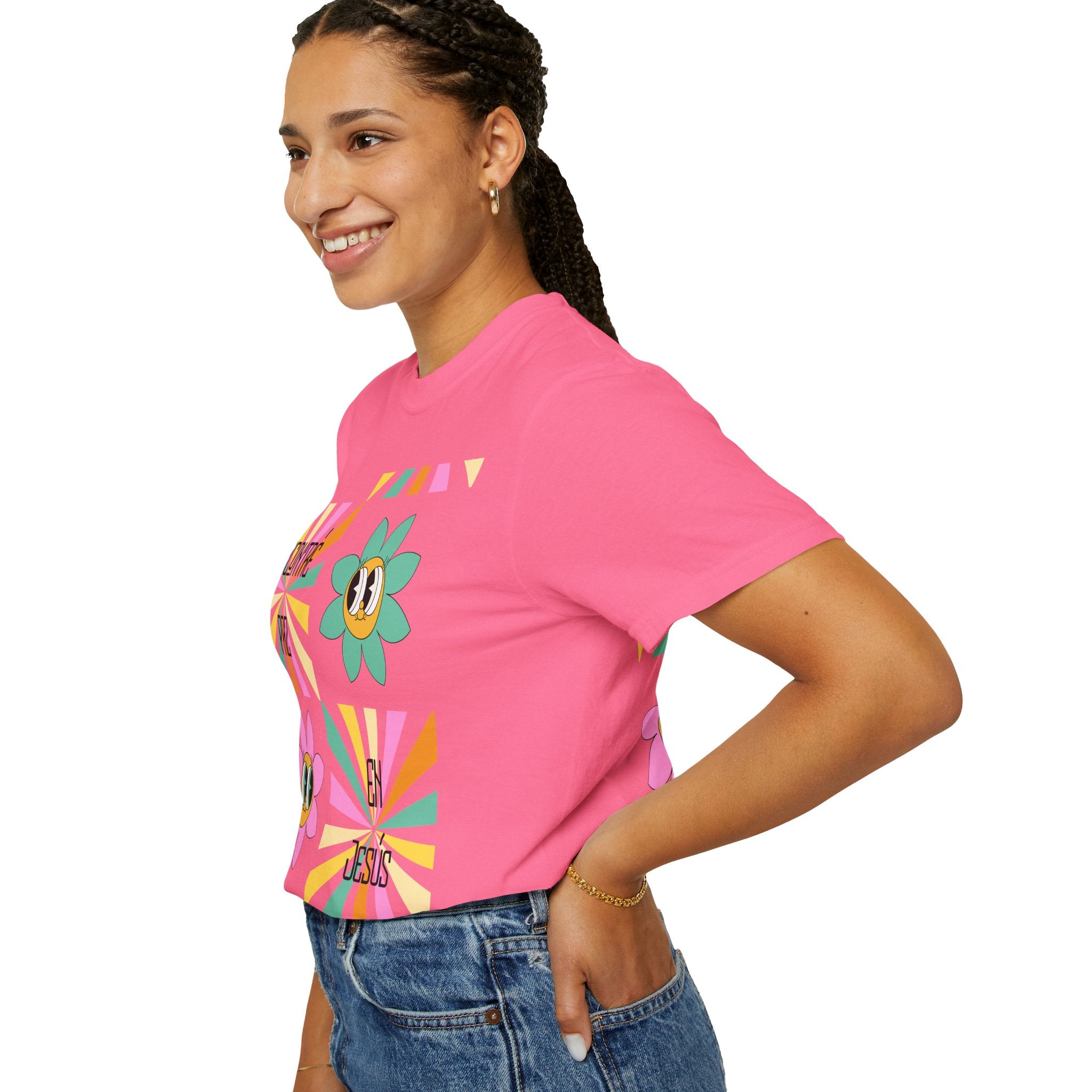 Woman's Spanish "Encontré paz en Jesús"- Camisa Retro Español