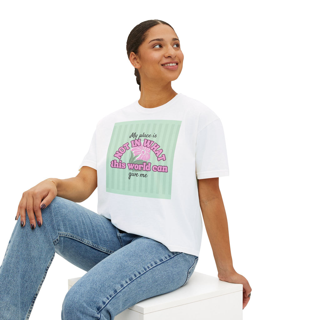 Women’s Retro Boxy Tee — 'My place is not in what this world can give me, But in the purpose God designed for my life'