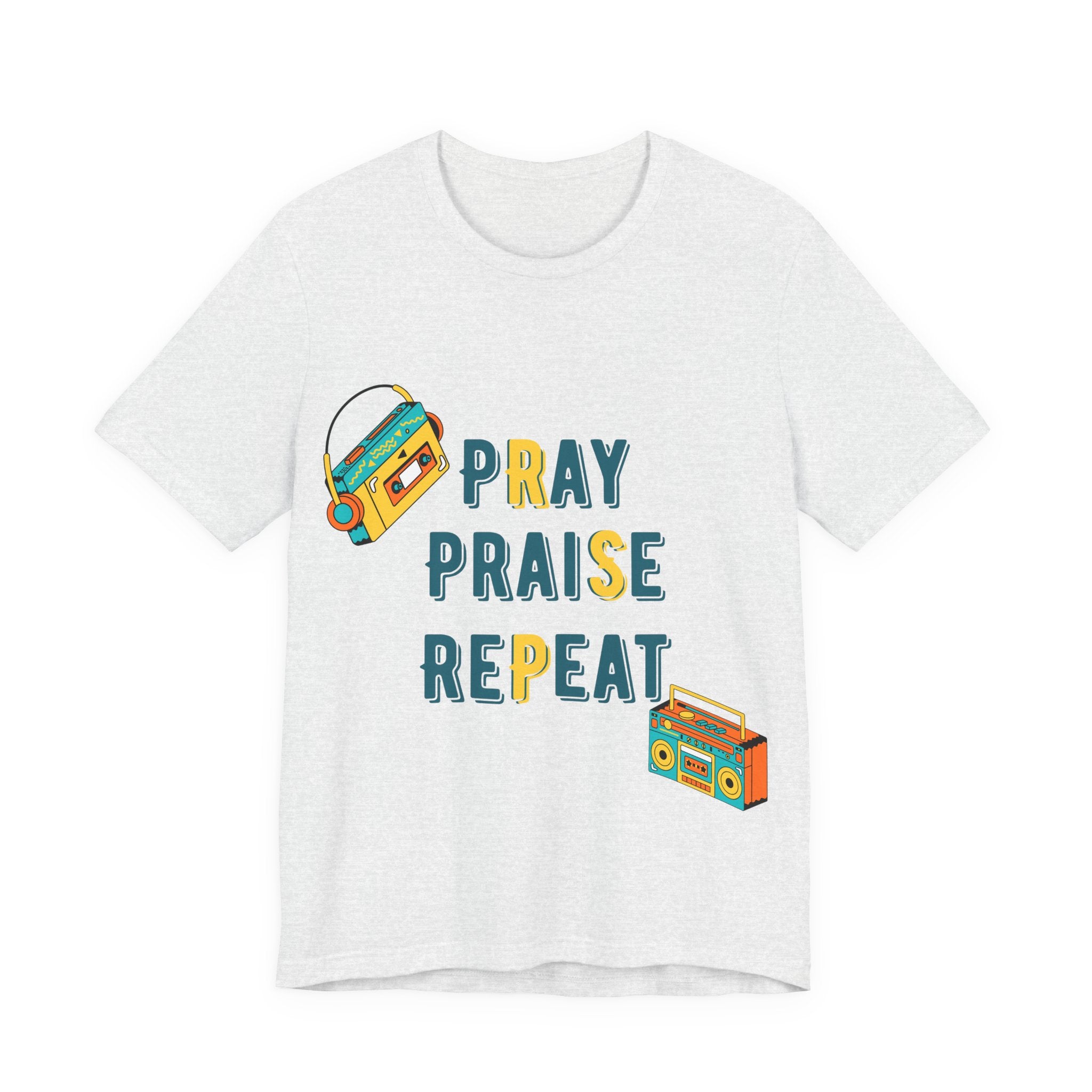 Men's Pray Praise Repeat T-Shirt — Vintage Boombox Christian Tee