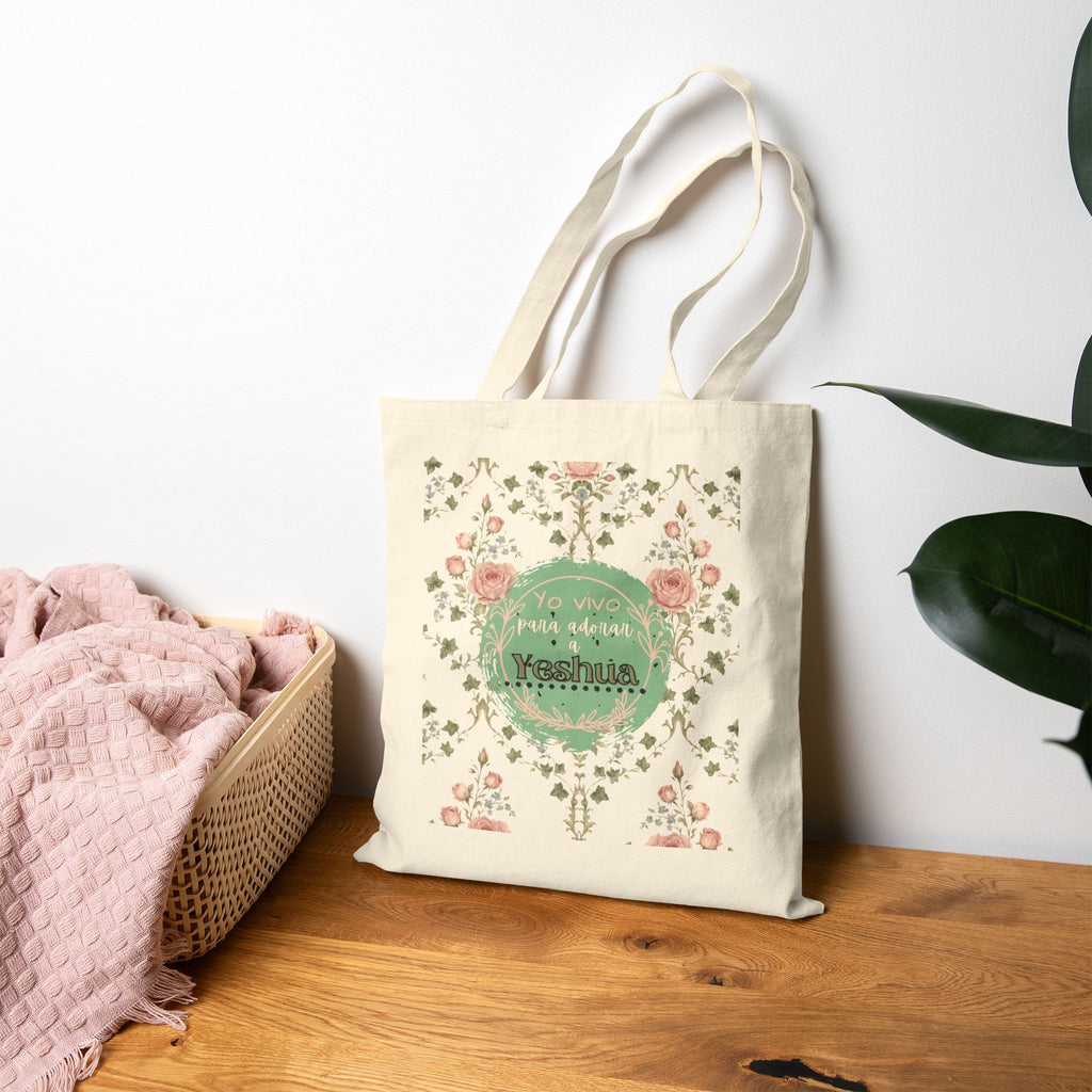 Bolsa Floral Vintage para Mujeres — 'Yo vivo para adorar a Yeshua'
