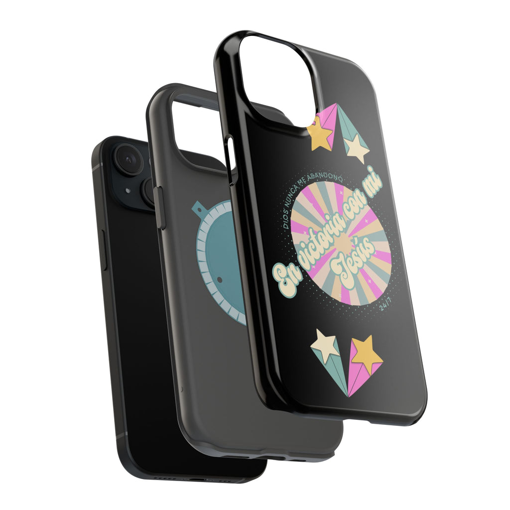 Mujeres Cover de Telefono Magnético e Impacto Resistente— "En Victoria con mi Jesús" Retro Star Design