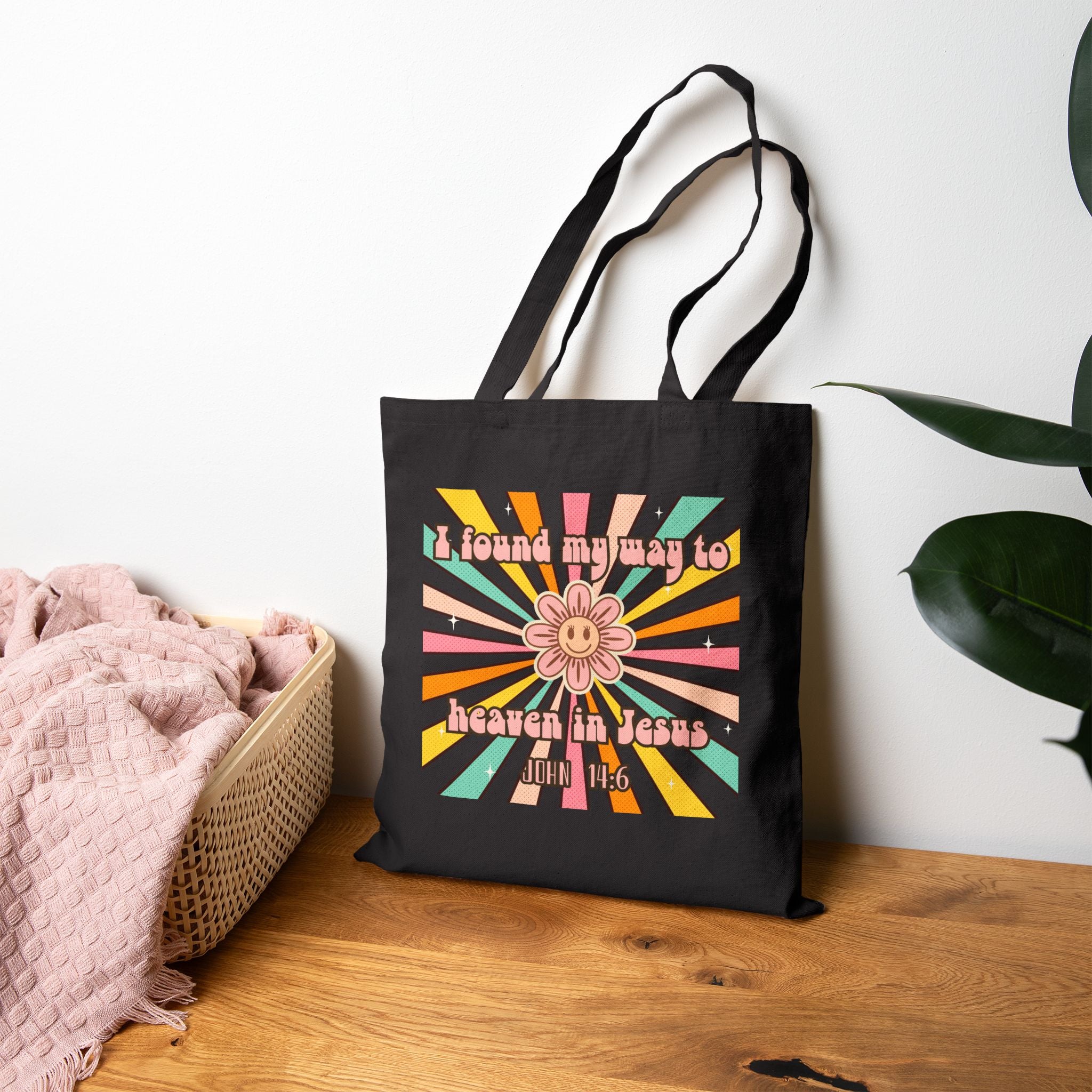 Women's John 14:6 Tote Bag — "I Found My Way to Heaven in Jesus" Canvas Shopper