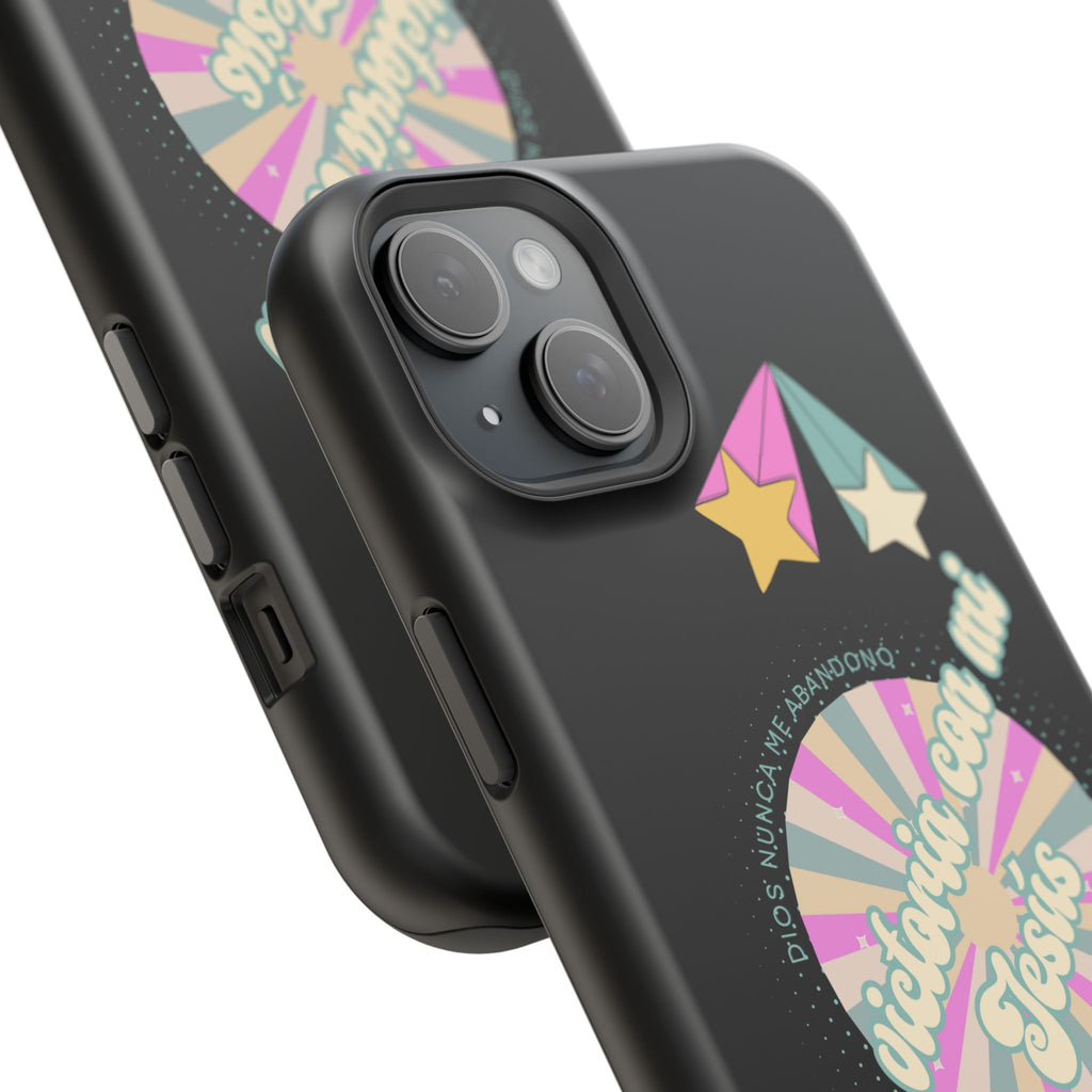 Mujeres Cover de Telefono Magnético e Impacto Resistente— "En Victoria con mi Jesús" Retro Star Design