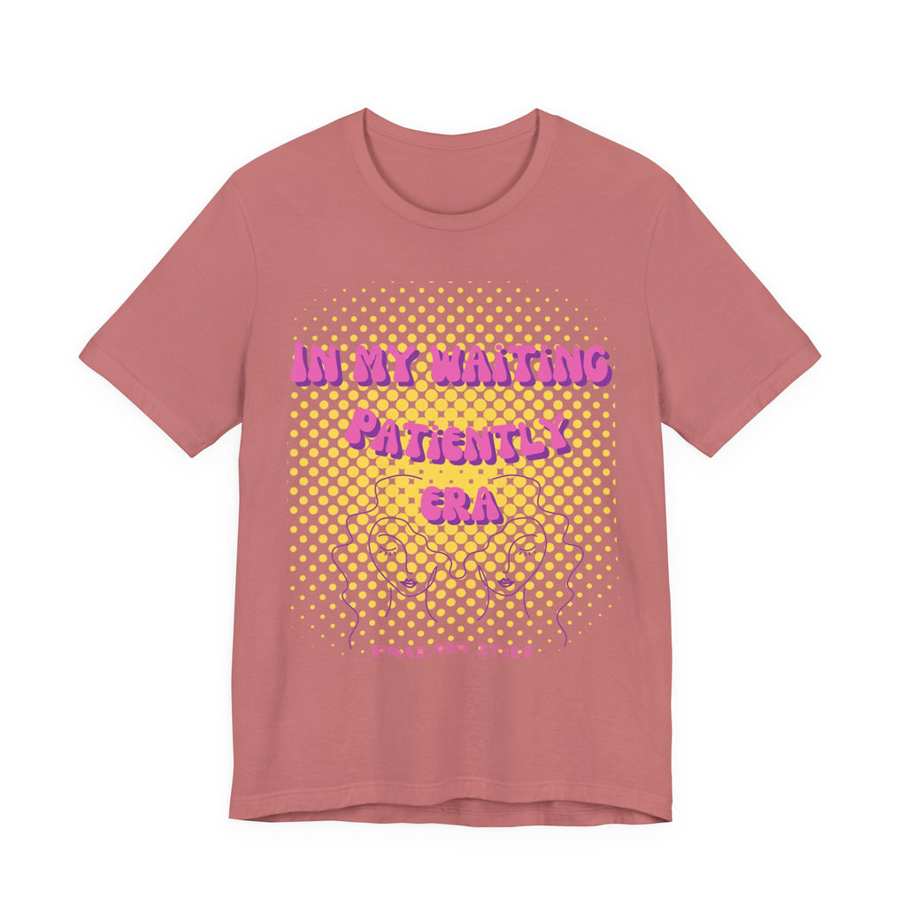 Women's 'In my Waiting Patiently Era' Tee - Yellow Graphic Jersey Short Sleeve