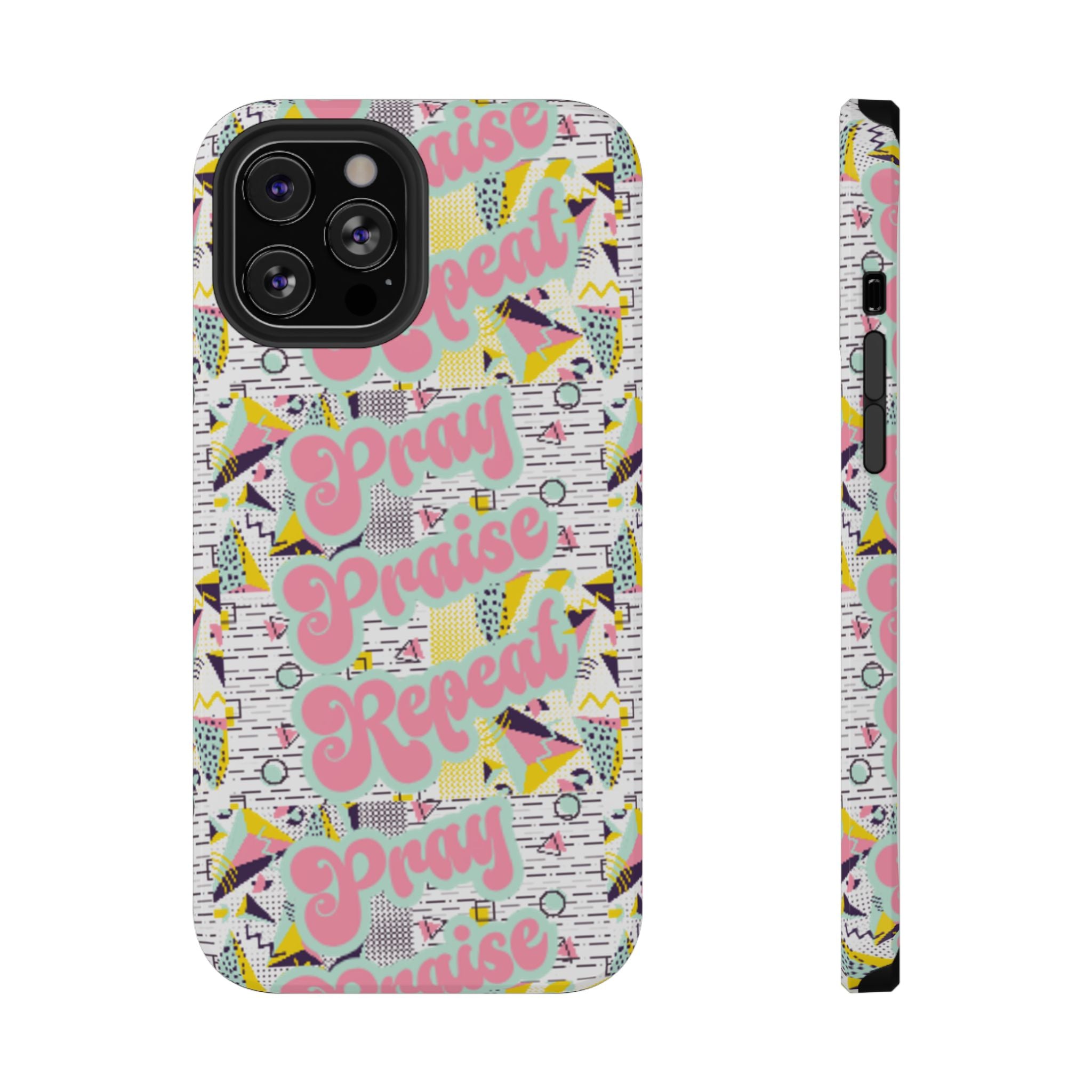 Retro Pray Praise Repeat Women's  Phone Case- Impact-Resistant Cases