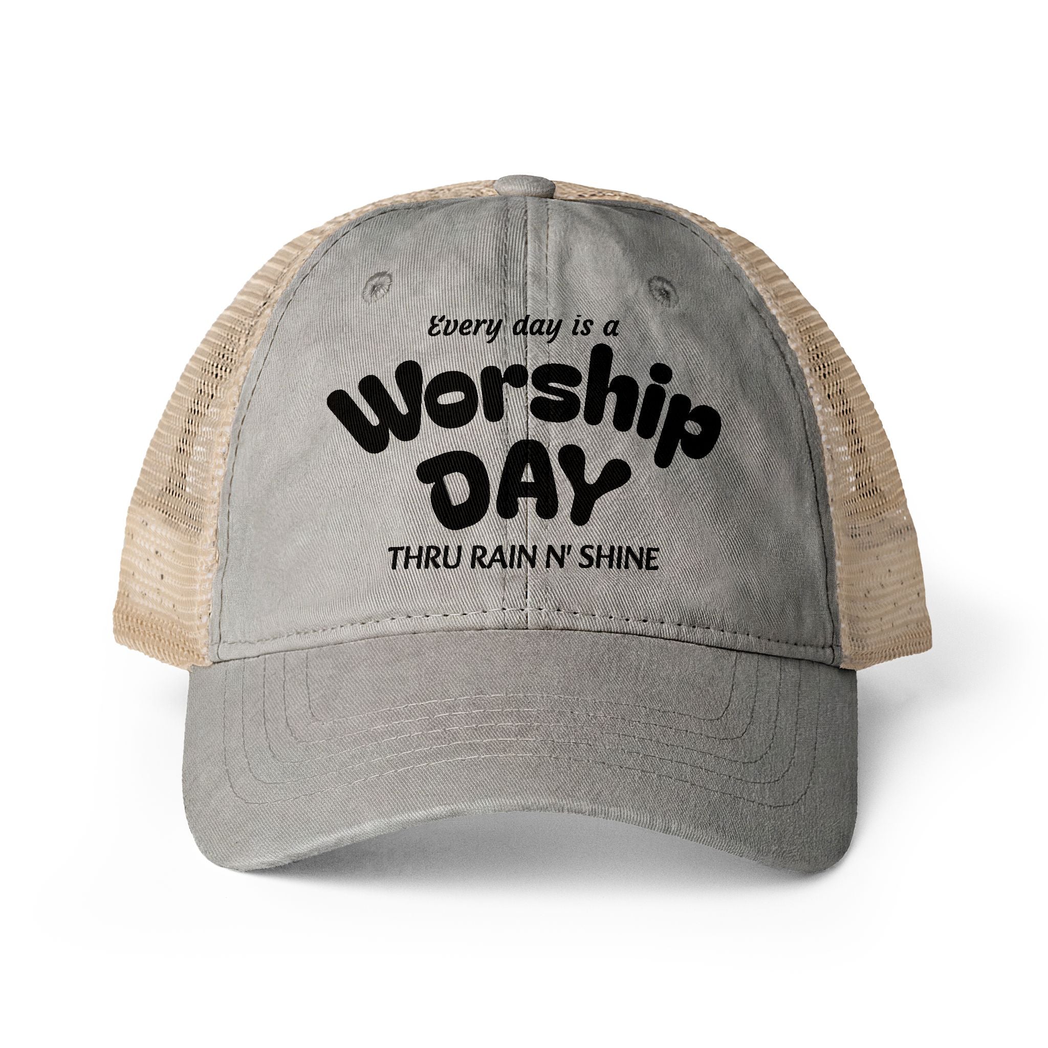 Women's Washed Mesh-Back Cap - Everyday is Worship day