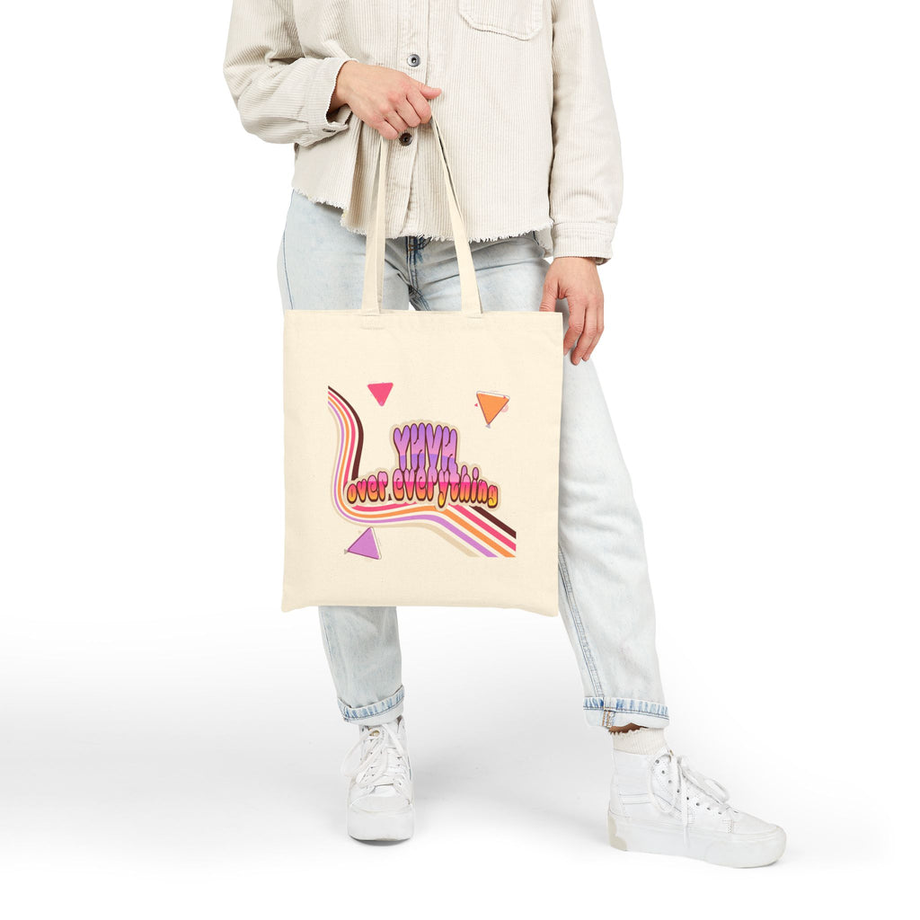 Retro 'YHVH over Everything' Cotton Tote Bag