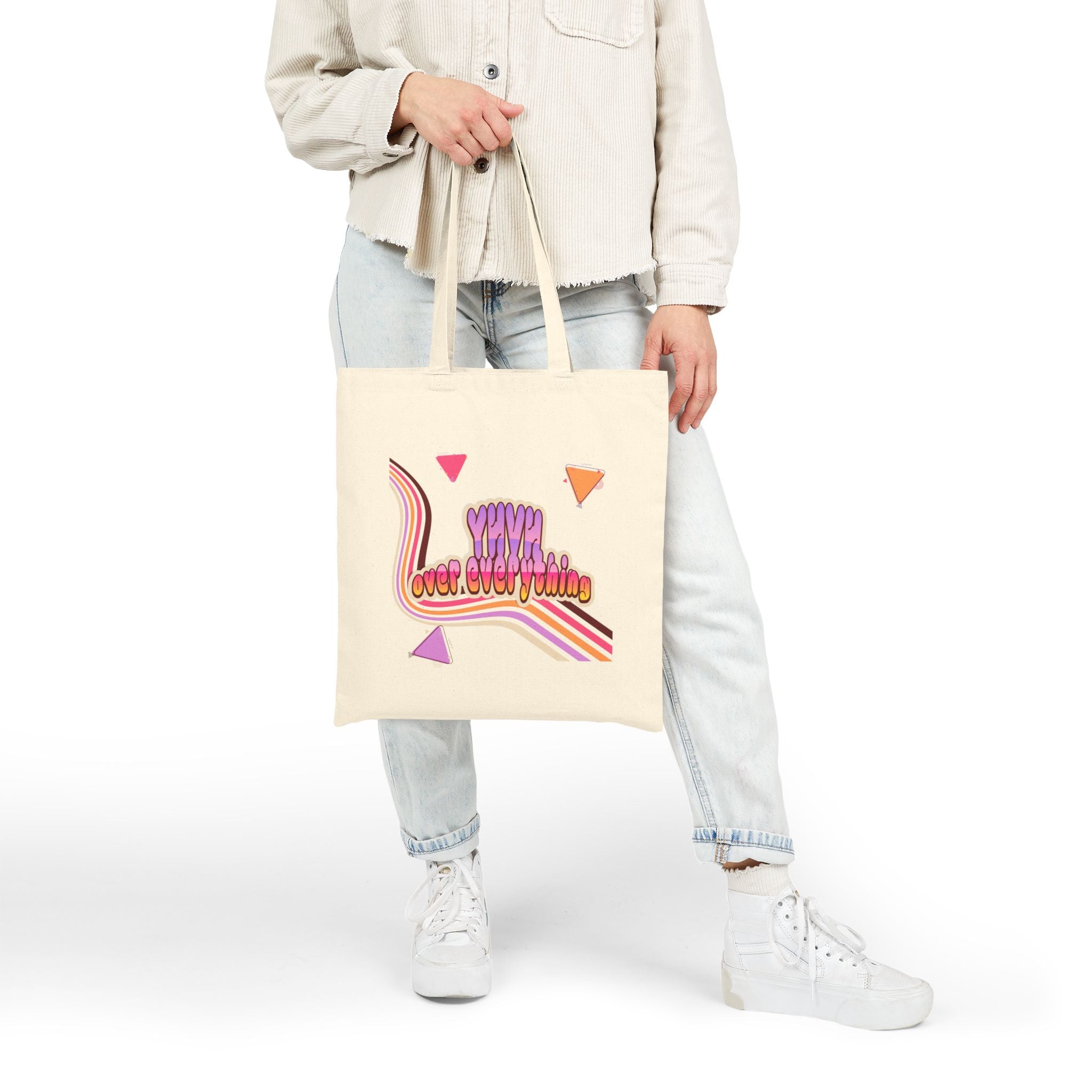 Retro 'YHVH over Everything' Cotton Tote Bag