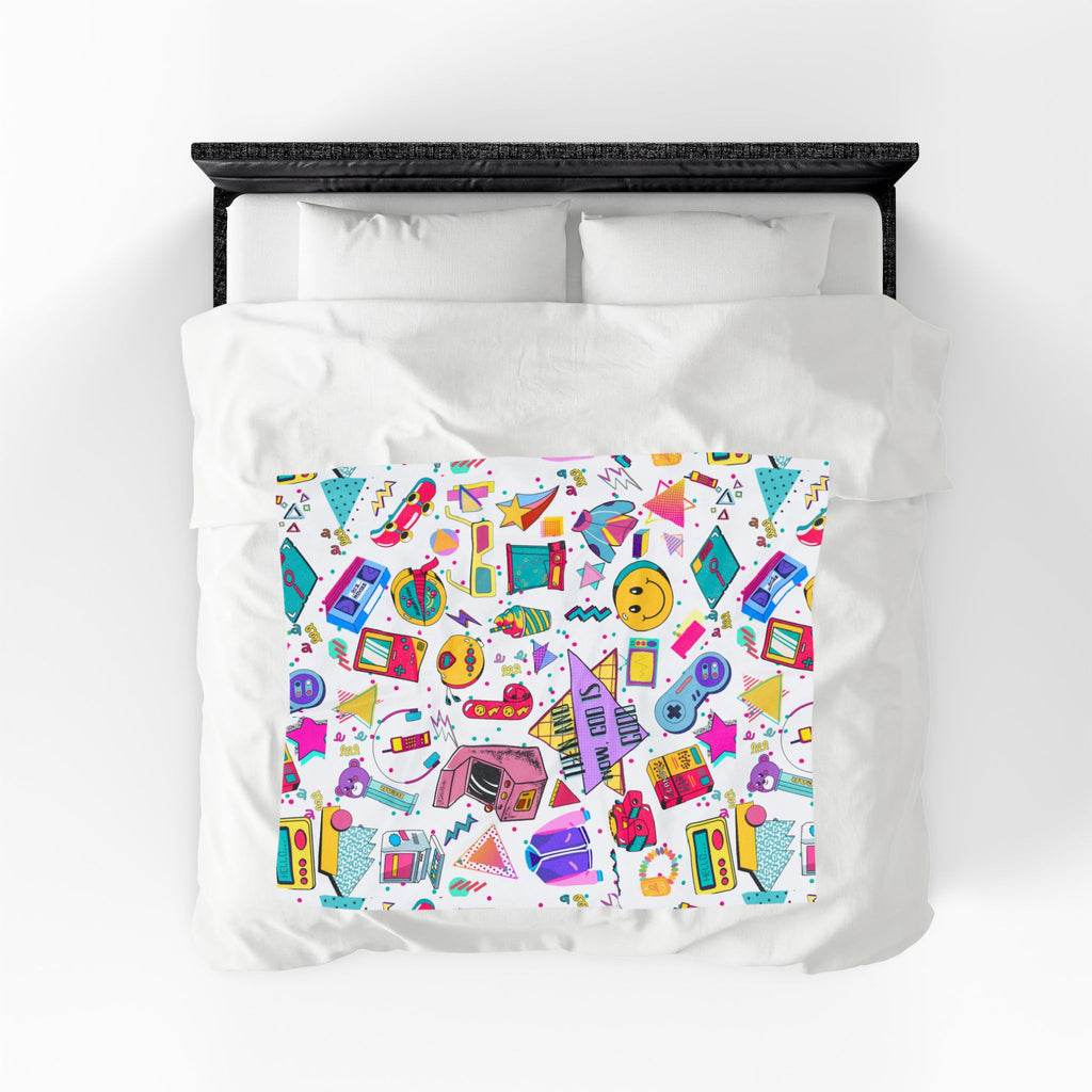 Retro 90s Nostalgia Velveteen Plush Blanket — 'Then and now, God is good' Throw