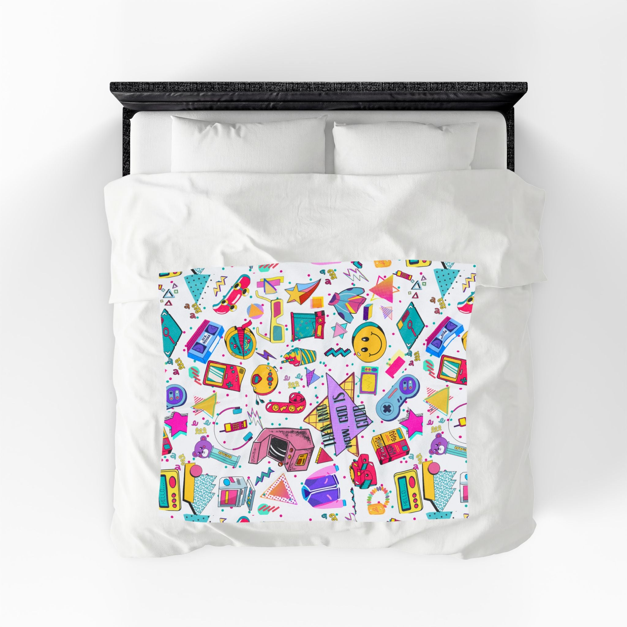 Retro 90s Nostalgia Velveteen Plush Blanket — 'Then and now, God is good' Throw