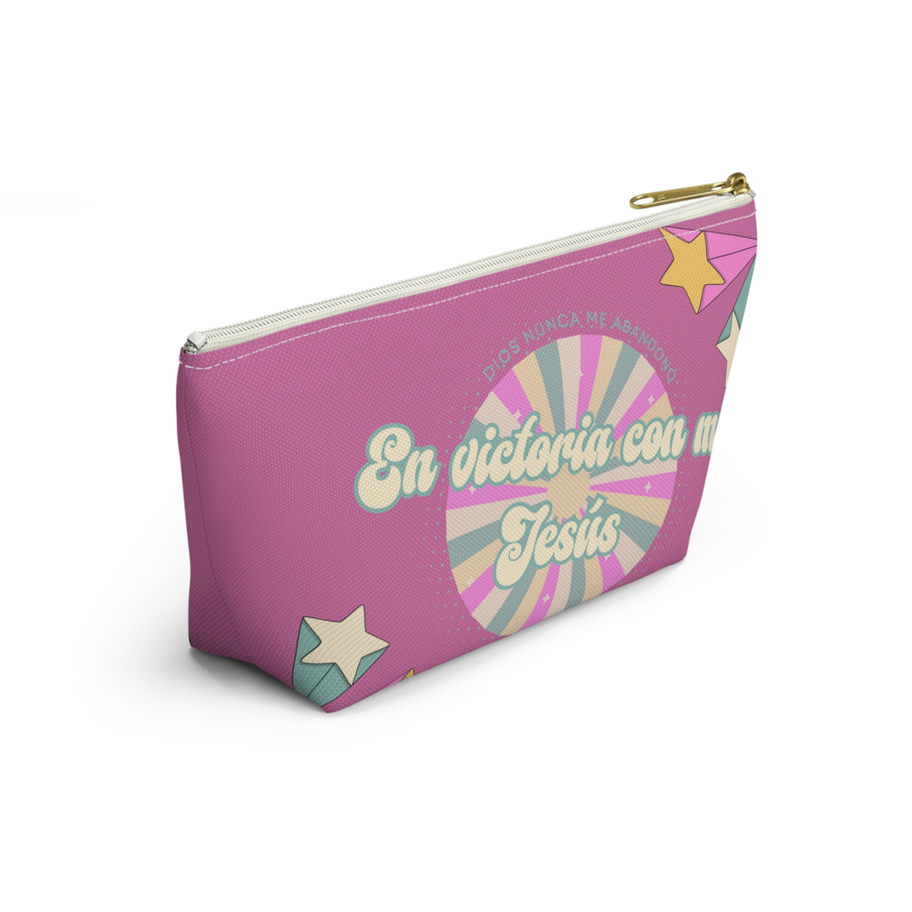 En victoria con mi Jesús Accessory Pouch — Pink Faith Bag