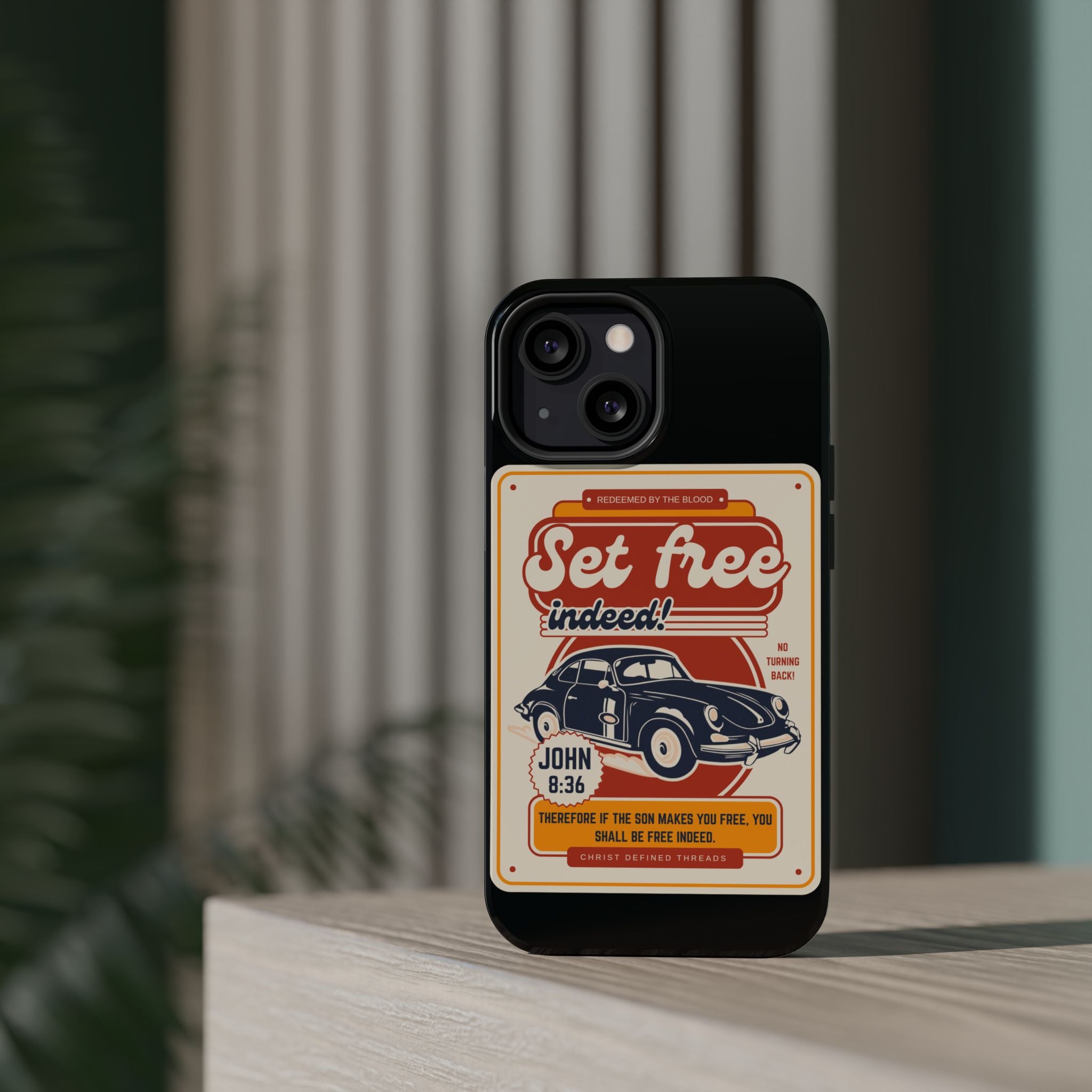 Men's 'Set free indeed' Vintage Graphic Phone Case — Magnetic Impact-Resistant