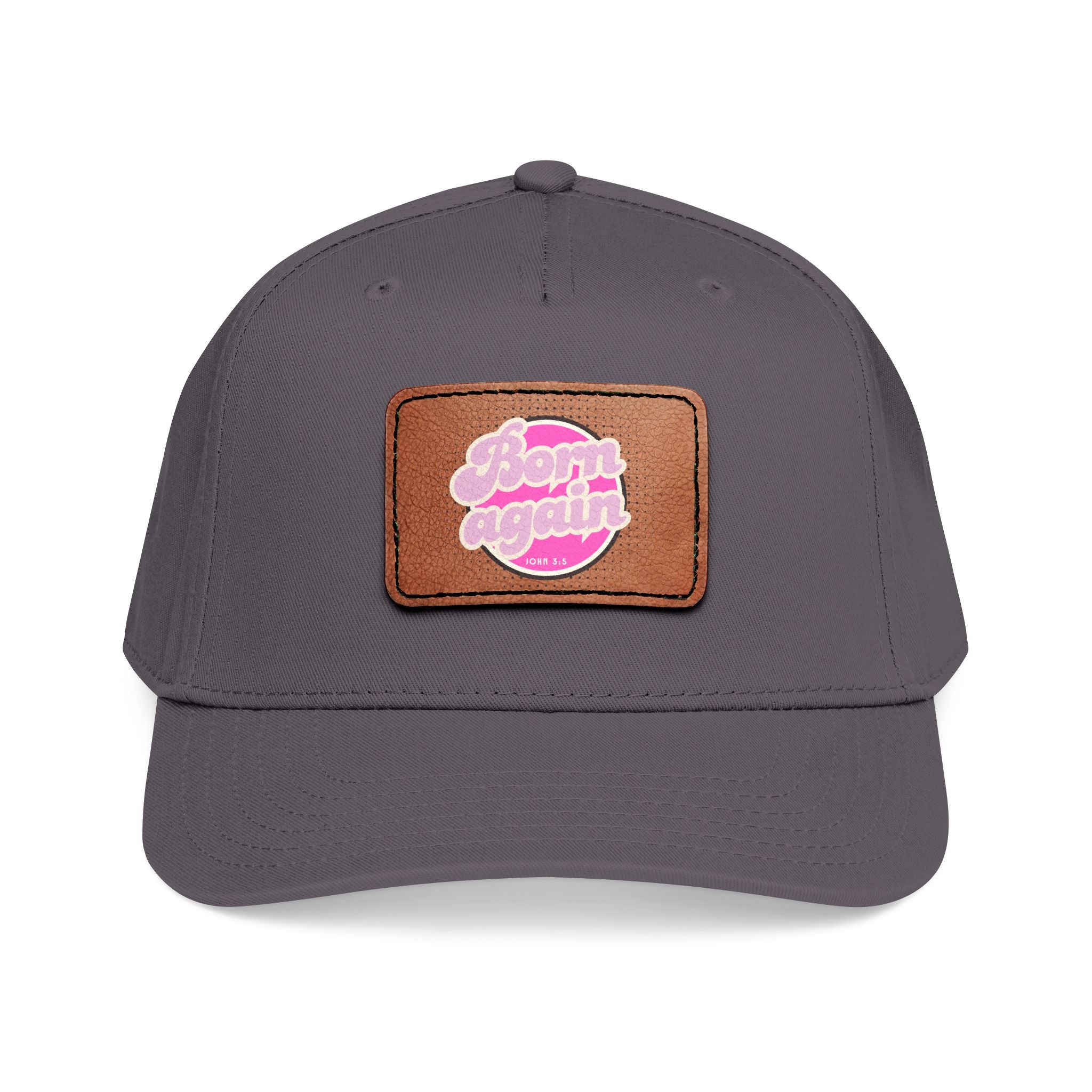 Women's 'Born Again' Leather Patch Baseball Cap — Retro Pink Logo Mid-Profile Hat