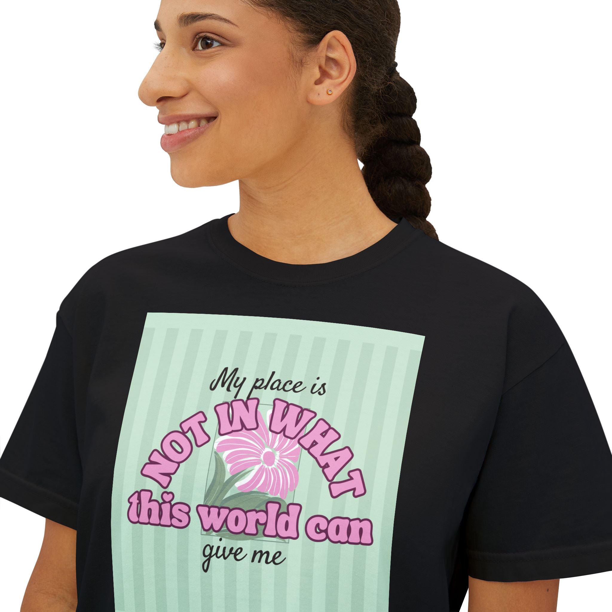 Women’s Retro Boxy Tee — 'My place is not in what this world can give me, But in the purpose God designed for my life'