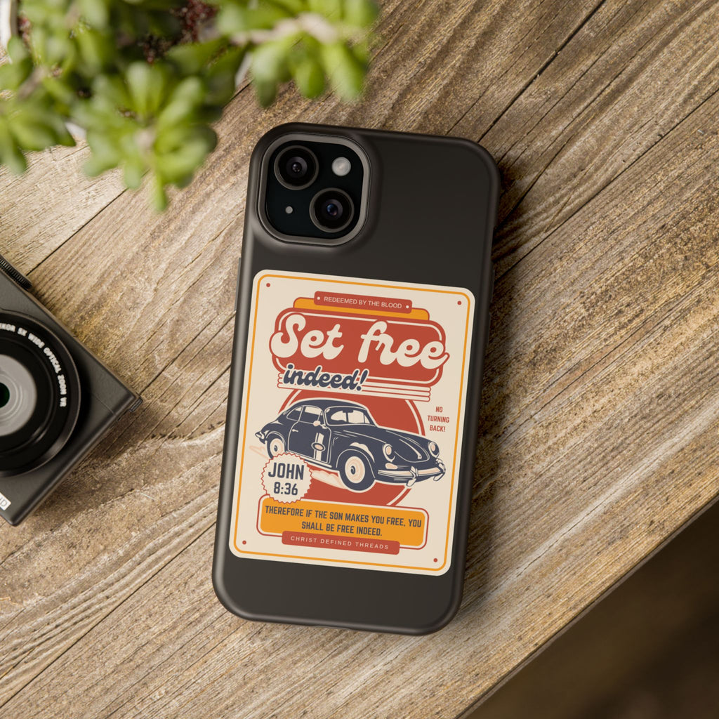 Men's 'Set free indeed' Vintage Graphic Phone Case — Magnetic Impact-Resistant